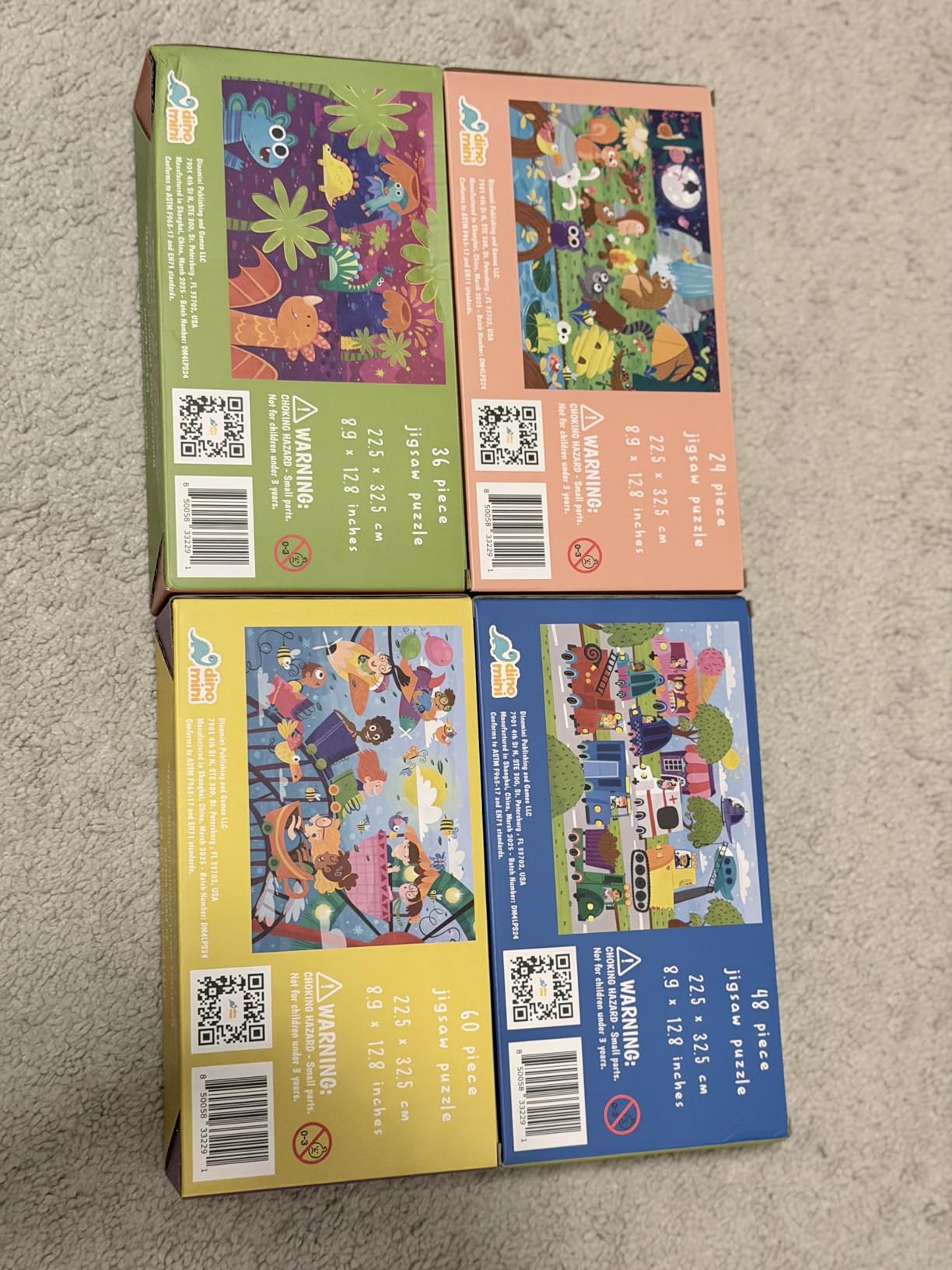 Dinomini Floor Puzzles for Toddlers 4-in-1 Value Pack - 4 x Puzzles for Toddlers 2-4 - 24, 36, 48 & 60 Pieces - Preschool Learning Activities - Learning & Educational Toys customer photo 2