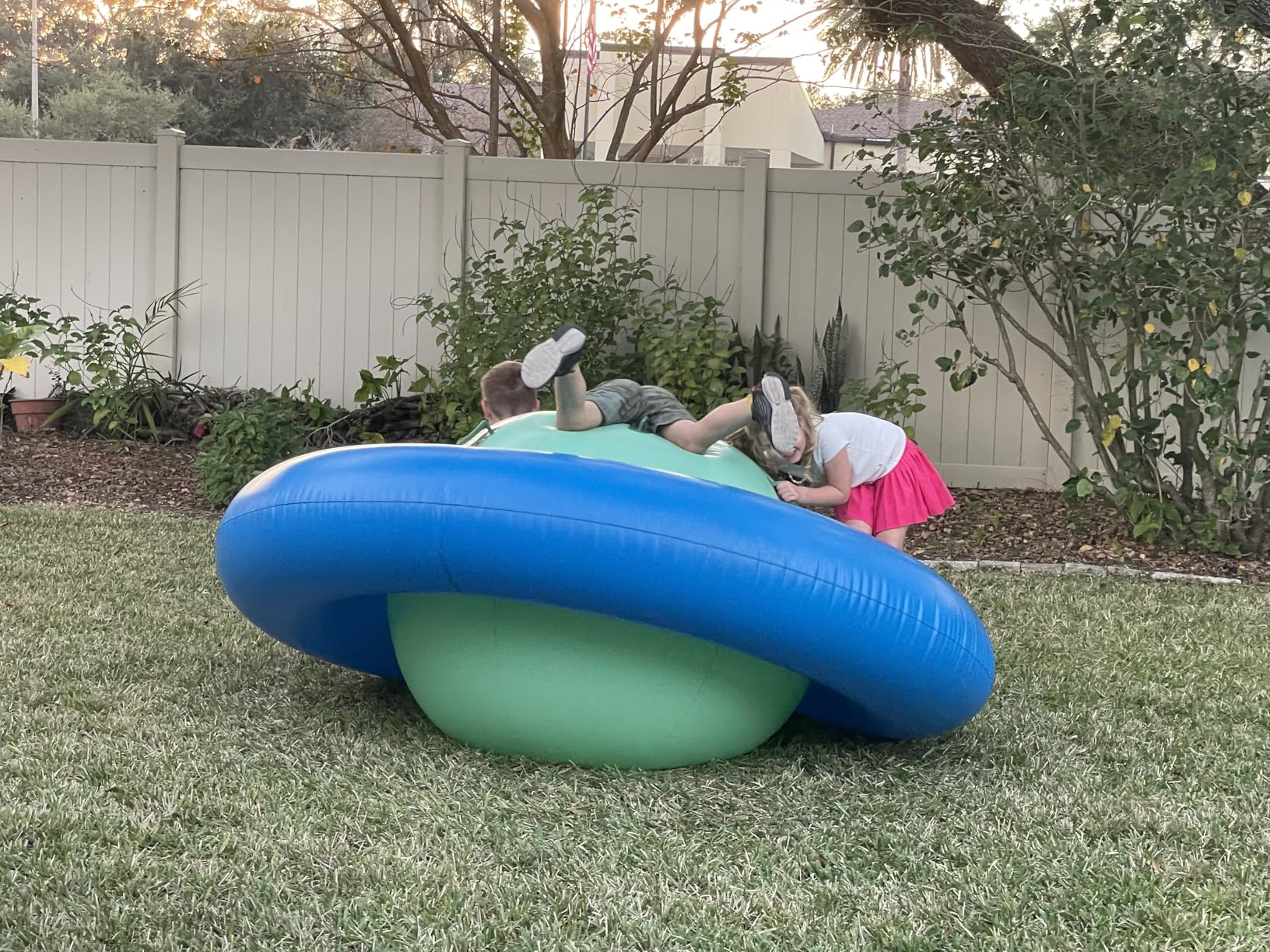 Hearthsong 8-Foot Inflatable Dome Rocker with 6 Handles - Children's Fun Play Equipment Blow Up Giant Bouncer Backyard Toy for Outdoor Game Activities for Boys & Girls Ages 5+ (Max Weight 250 lbs) customer photo 1