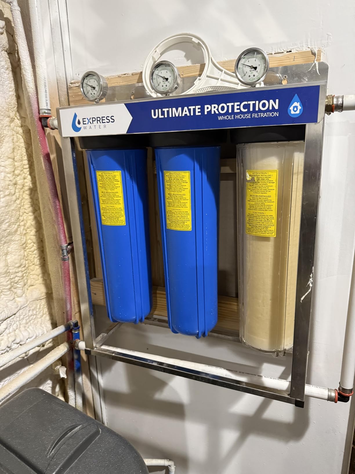Express Water 3-Stage Whole House Water Filter System - Reduces Heavy Metals, Scale, Chloramine, Chlorine, PFAs, Lead & Arsenic, Stainless Steel Frame customer photo 2