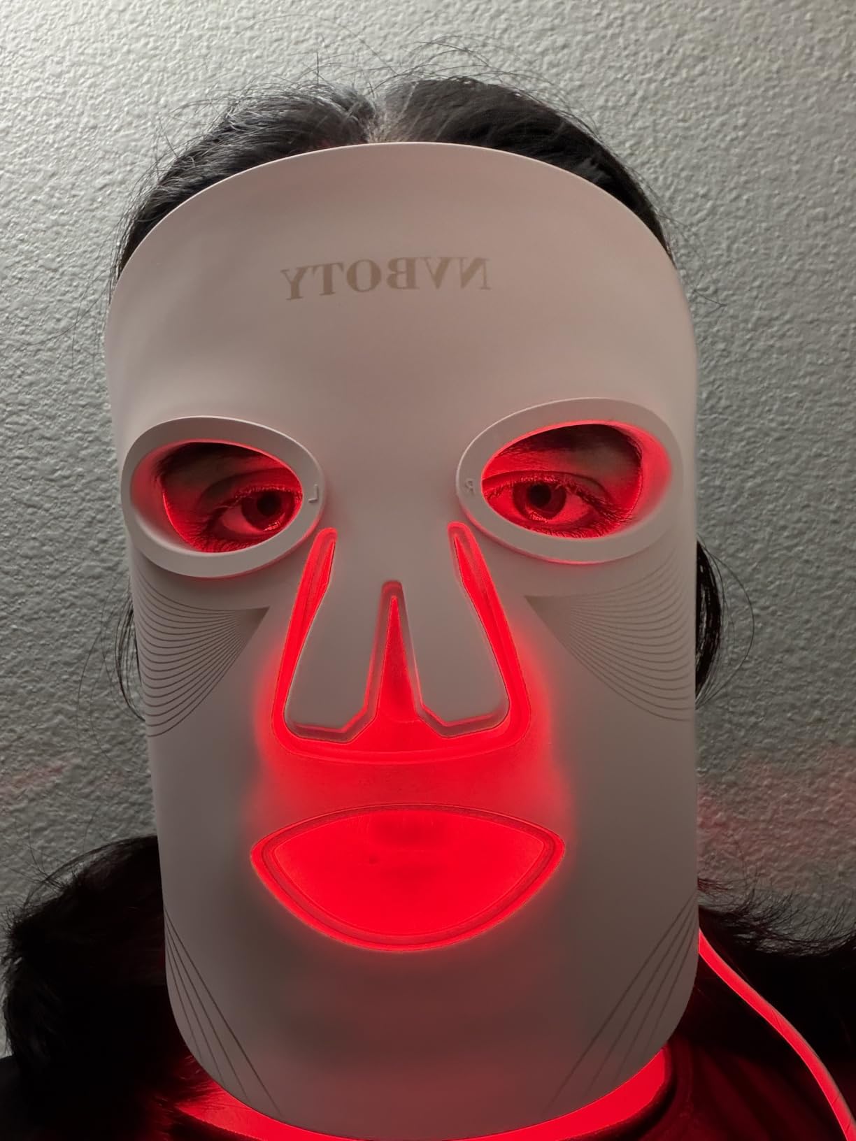 NVBOTY Red Light Therapy Mask, 4 Modes Portable Red Light Therapy for Face, 2000mAh Rechargeable Remote, Blue, Orange, 850NM Infrared & Red Light Mask, 400 LEDs, Timing Function, at Home & Travel customer photo 1