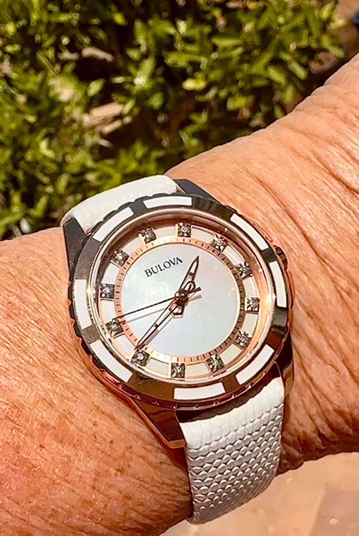 Bulova Ladies' Classic Diamond 3-Hand Quartz Stainless Steel Watch, 12 Diamonds, Mother-of-Pearl Dial customer photo 1