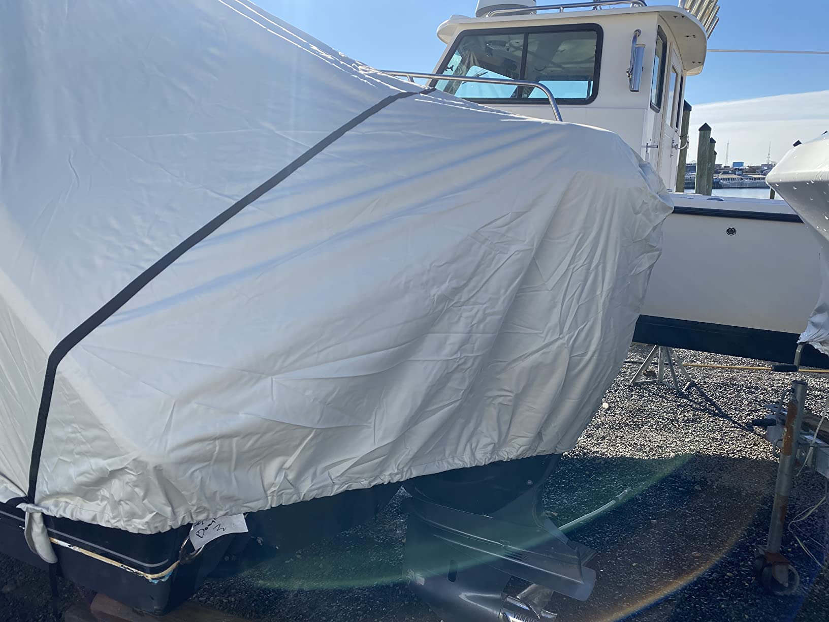 Budge Hard Top T-Top Boat Cover, Waterproof, Fits Boats 24-26 ft Long | 600D marine-grade, UV-resistant polyester; All weather with shock-cord hem, vents & straps; Fits 106