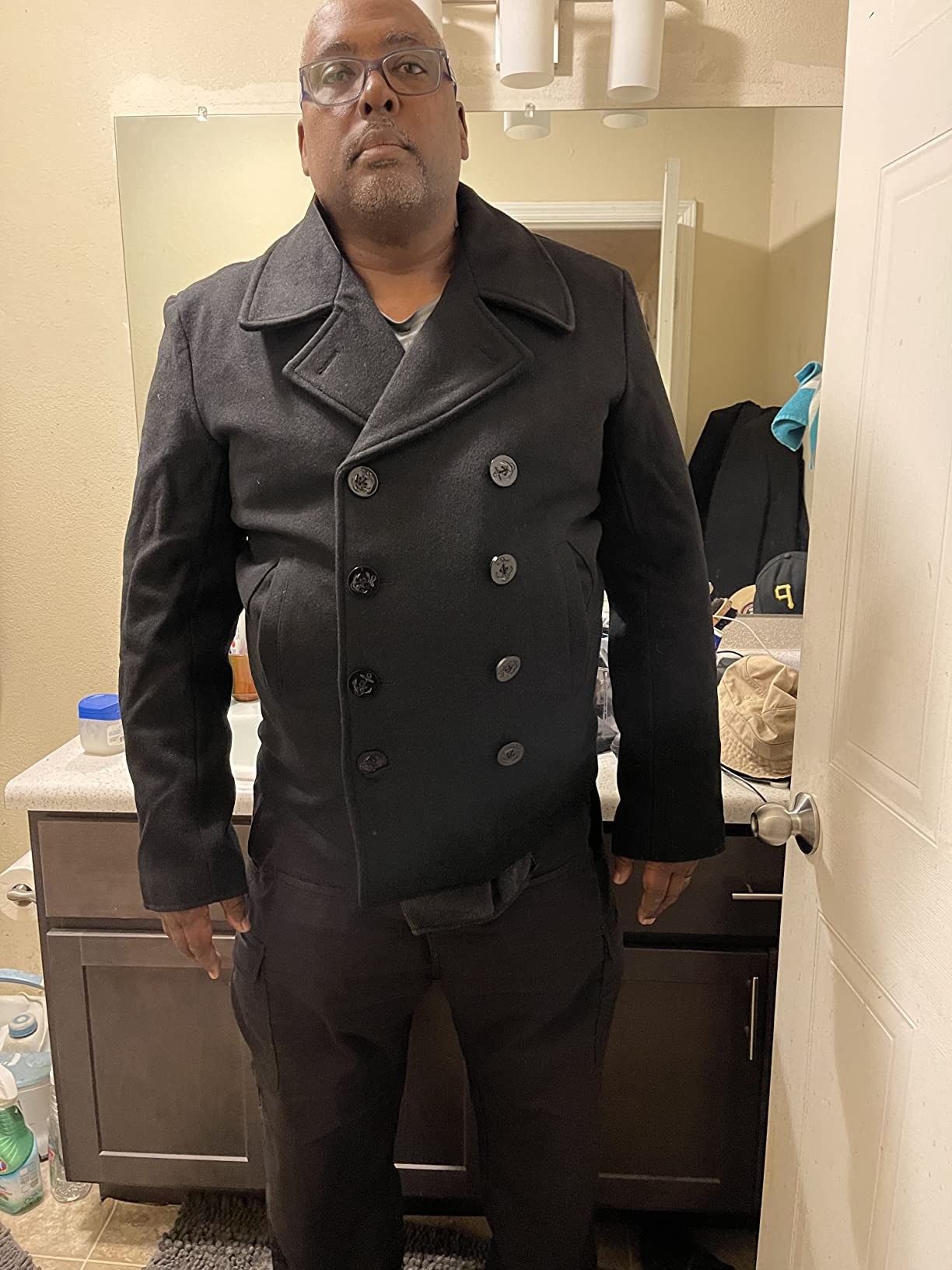 Seibertron Men's Woolen Coat US Navy Type 80% Wool USN Pea Coat customer photo 1