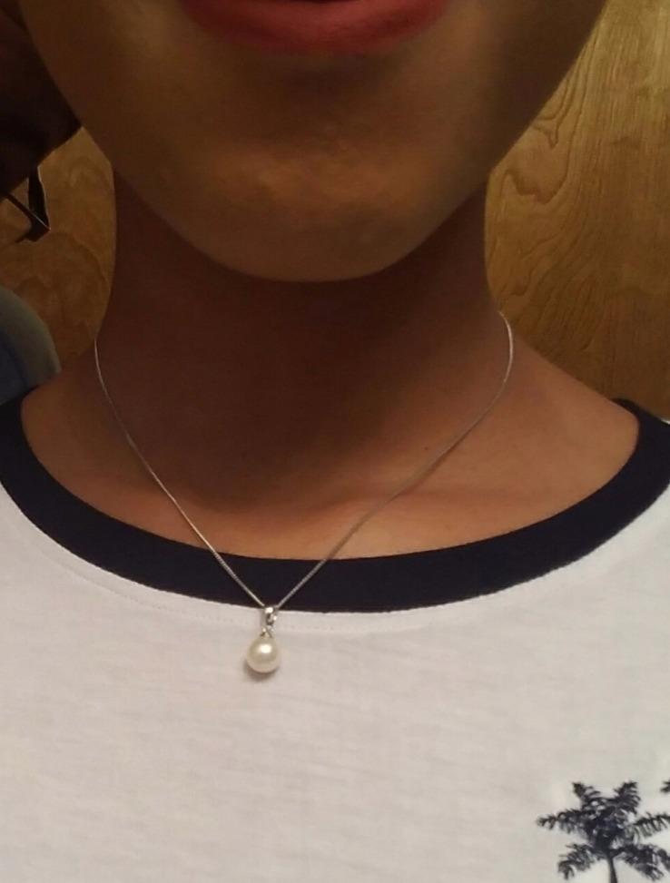 The Pearl Source Real Pearl Pendant Necklace for Women, 14K Gold Plated 925 Sterling Silver, Genuine AAAA Cultured Freshwater Pearl, Pearl Necklace with 16-20 Inch Adjustable Chain customer photo 1