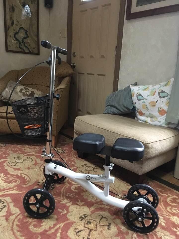 Roscoe Medical Knee Walker Scooter for Adults for Foot Surgery, Foldable Leg Scooter for Broken Foot, All Terrain Adjustable Knee Crutch Scooter, Burgundy customer photo 2
