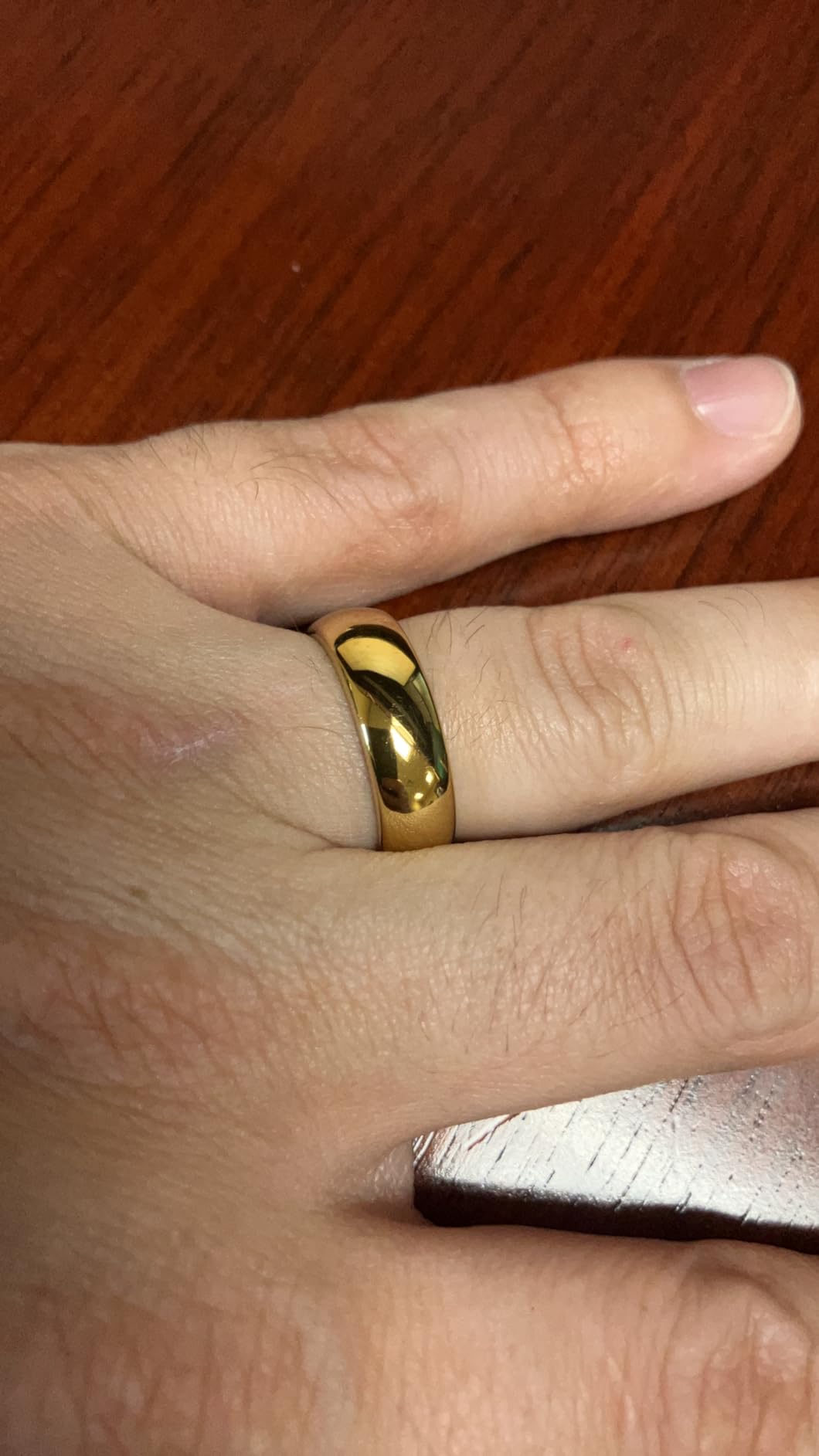 Men's Women's Tungsten Carbide Ring 24k Gold Plated Rose Gold Plated Domed Polished Finish Wedding Band customer photo 1