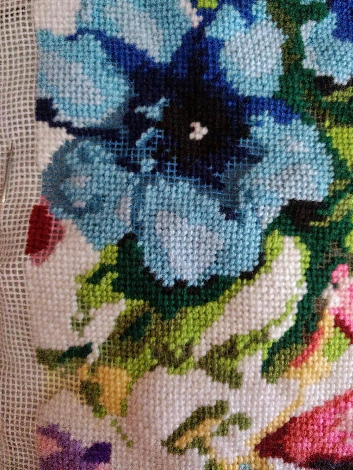 Tobin 2619 Stitched in Acrylic Yarn Watercolor Floral Needlepoint Kit, 12