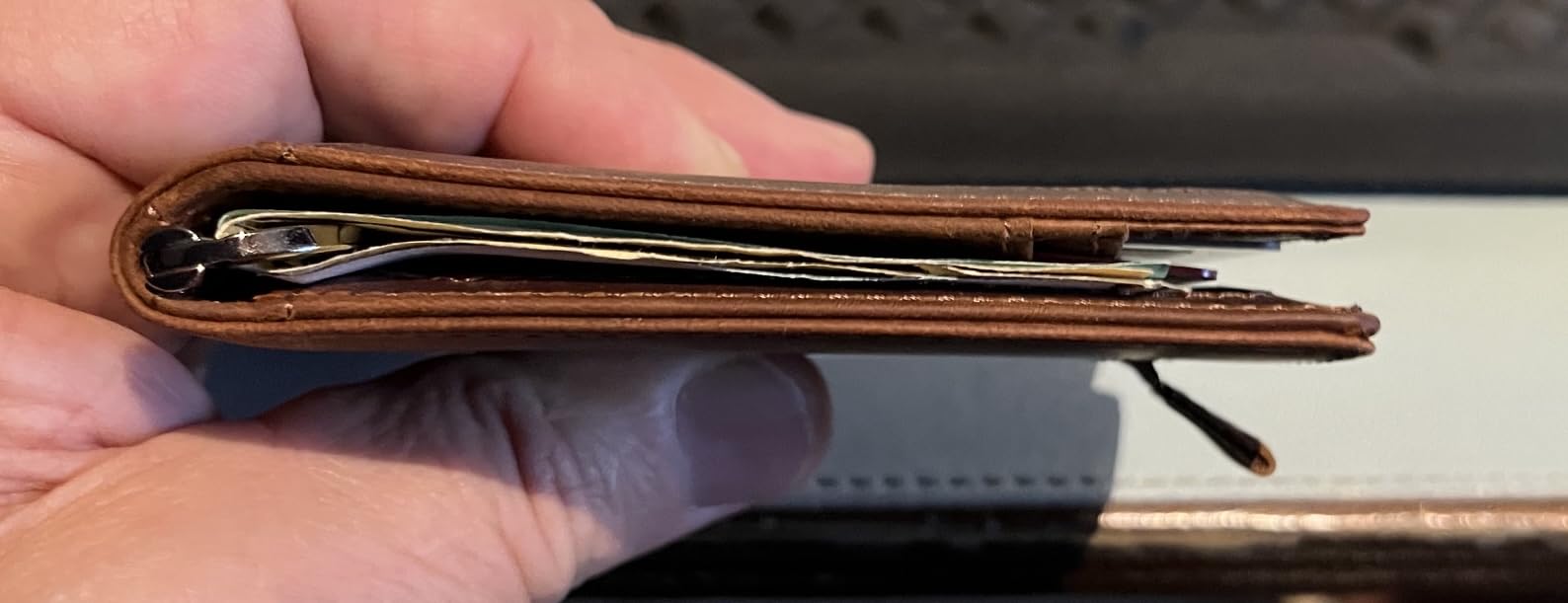 RFID Blocking Slim Bifold Genuine Leather Minimalist Front Pocket Wallets for Men with Money Clip Thin Mens customer photo 1