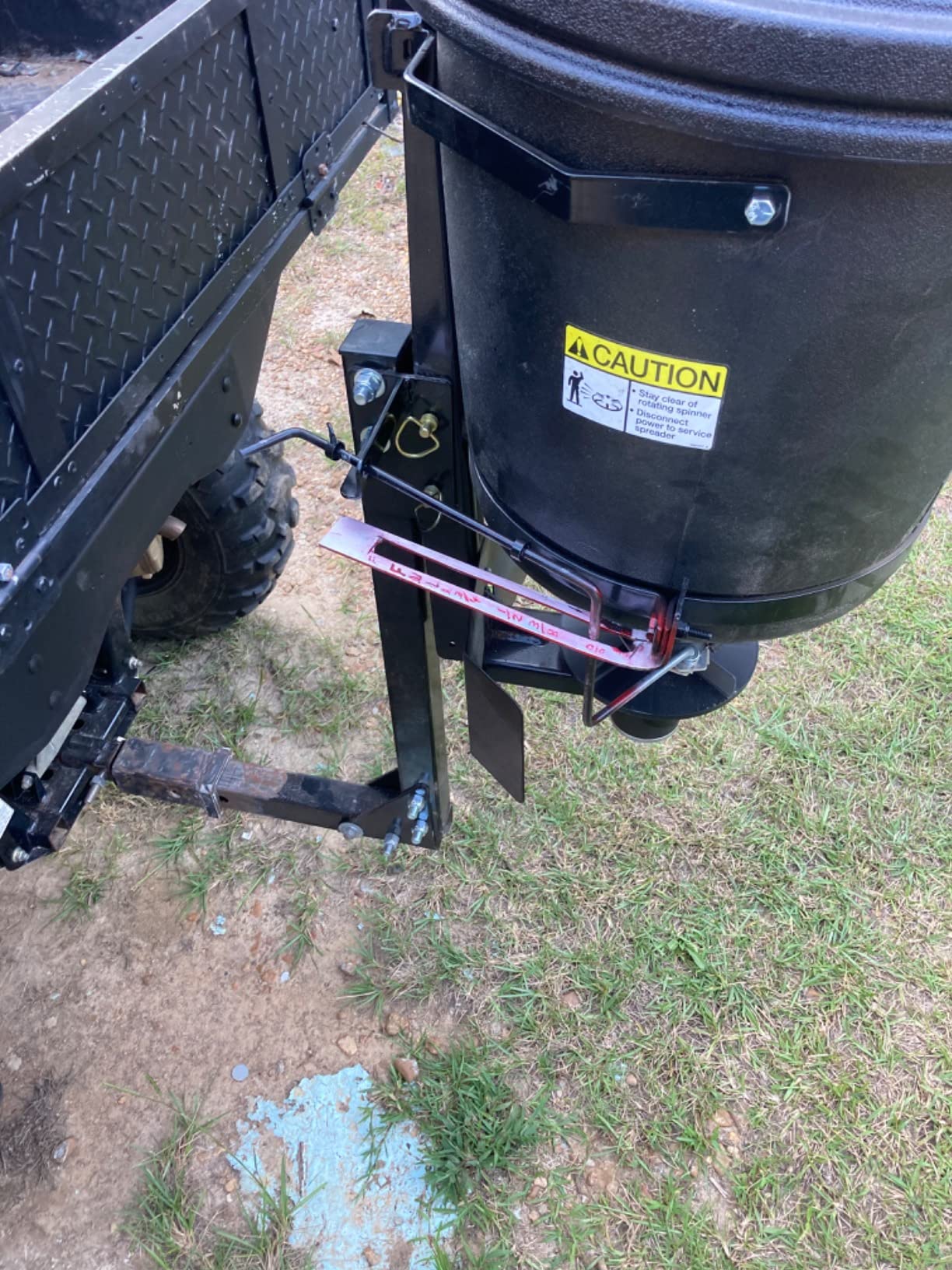 Buyers Products UTVS16 UTV/ ATV Broadcast Spreader, 150 lb Capacity, Receiver Hitch Mount, for Salt, Grass, Seed, Fertilizer & Feed, Adjustable Flow Gate, 12V Motor, Poly Hopper w/ Lid, All-Season Use customer photo 1