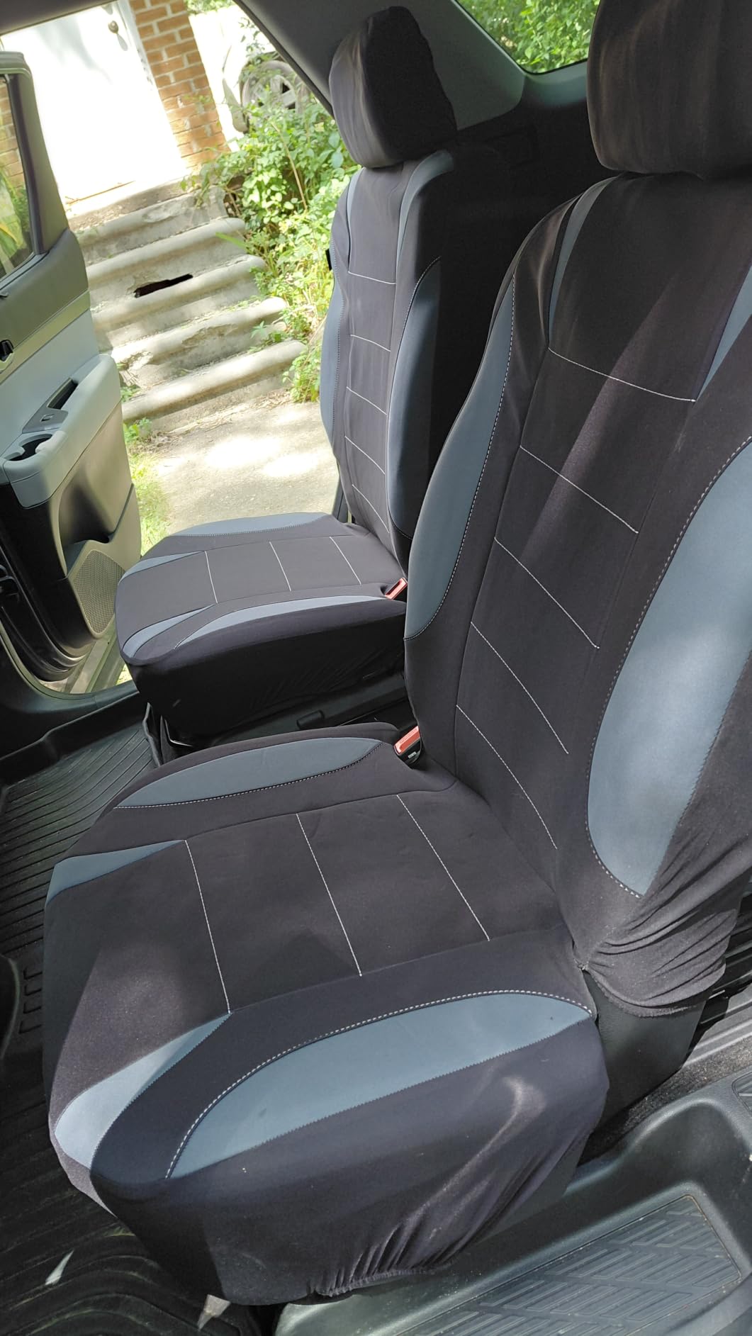CAR PASS Waterproof Car Seat Covers Front Seats Only with 5mm Composite EVA, Neoprene Car Seat Cover with Separate Headrest Cover, Quick Setup Universal Fit for Car SUV Trucks, Airbag Compatible (Gray) customer photo 1