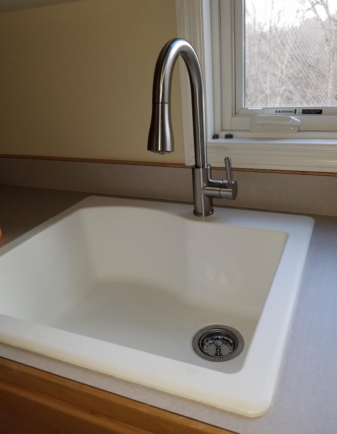 WEWE High-Arc Pull-Down Kitchen Faucet, Brushed Nickel, 3-Mode Sprayer, 360 Degree Swivel, 20-Inch Pull-Down Reach, SUS 304, 1 or 3-Hole Fit customer photo 1