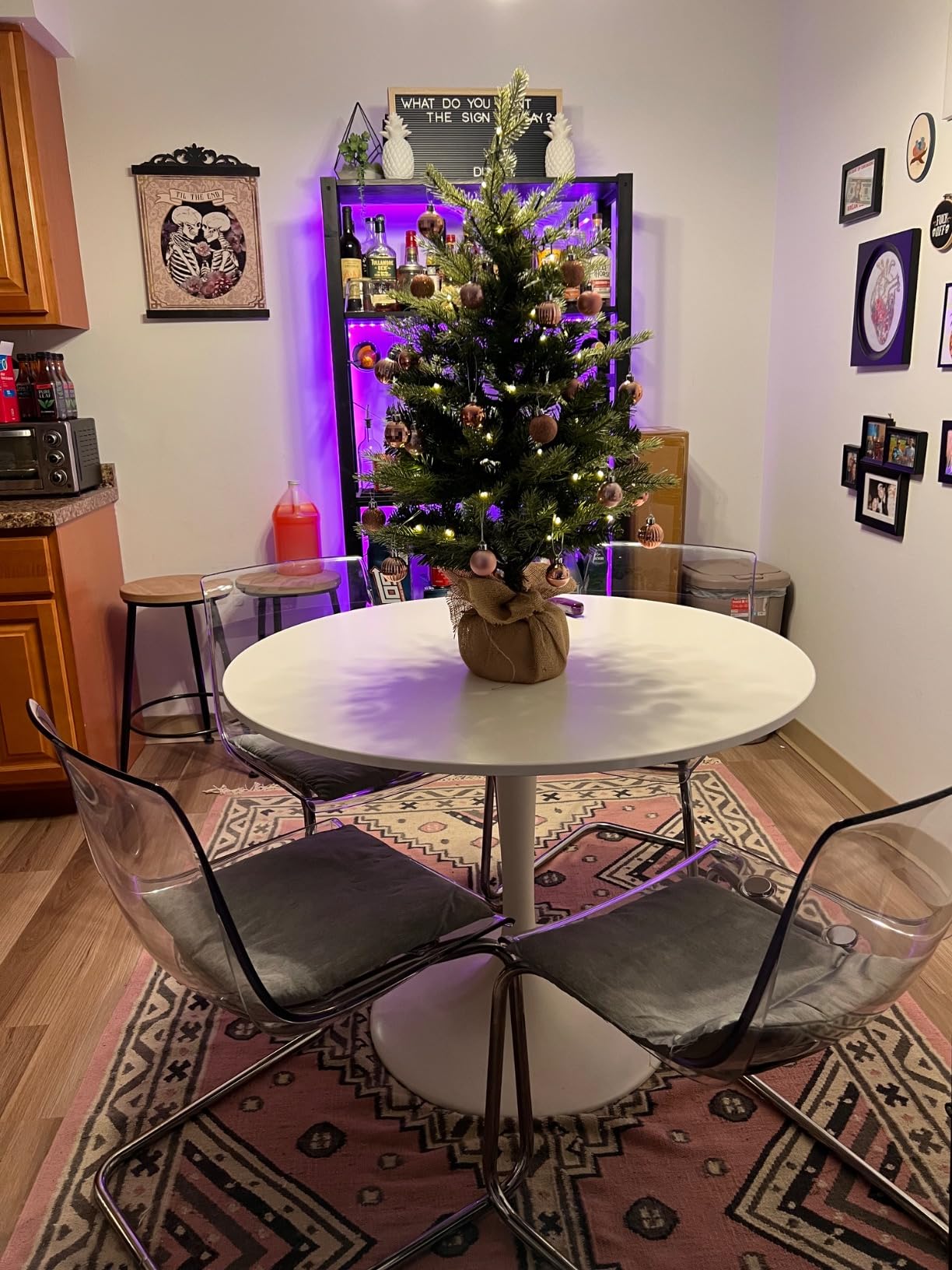National Tree Company 3ft Pre-Lit Nordic Spruce Mini Christmas Tree | 50 Warm White LED Lights, 363 Tips, Red Bow, Burlap Base, Timer, Artificial, Green customer photo 2