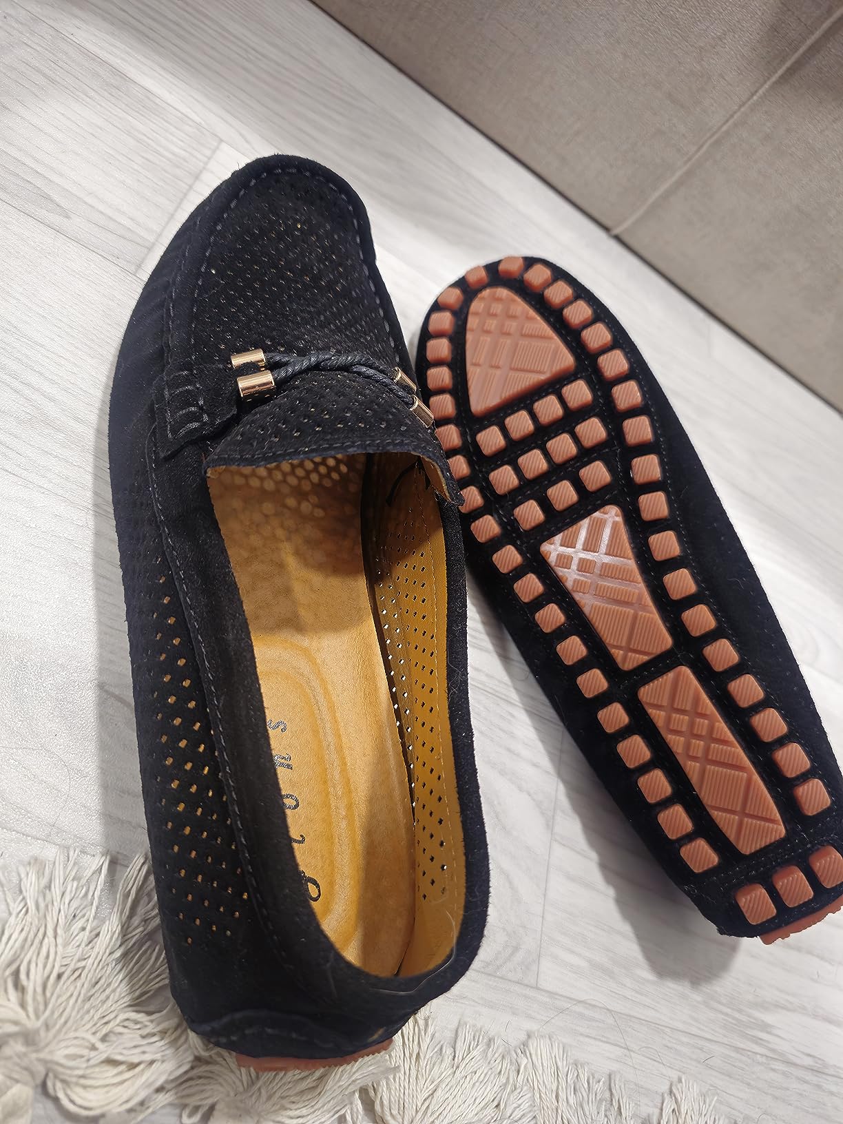 JIONS Mens Driving Penny Loafers Suede Moccasins Slip On Casual Dress Boat Shoes customer photo 2