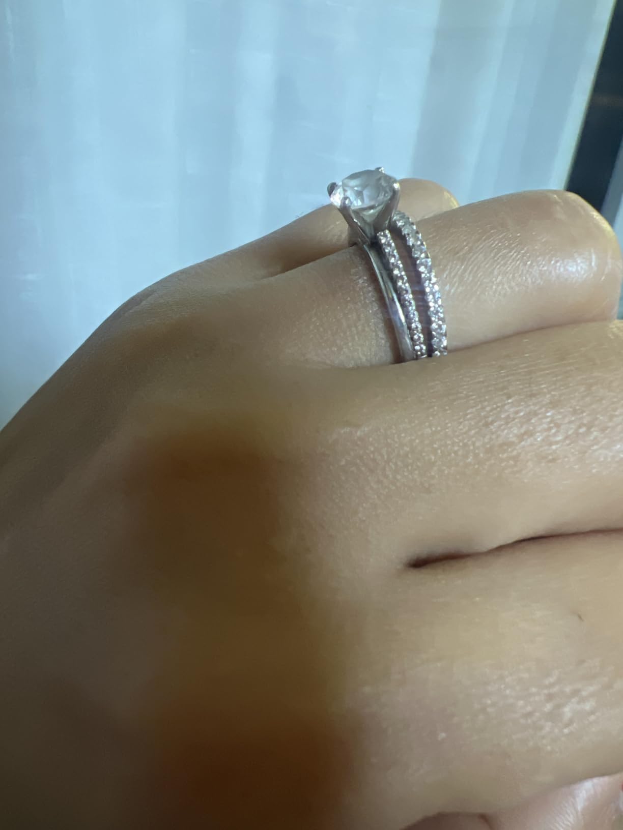 PAVOI 925 Sterling Silver Wedding Band for Women, 14K Gold Plated CZ Ring | Dainty Stackable Rings for Women, Cubic Zirconia Eternity Rings customer photo 1