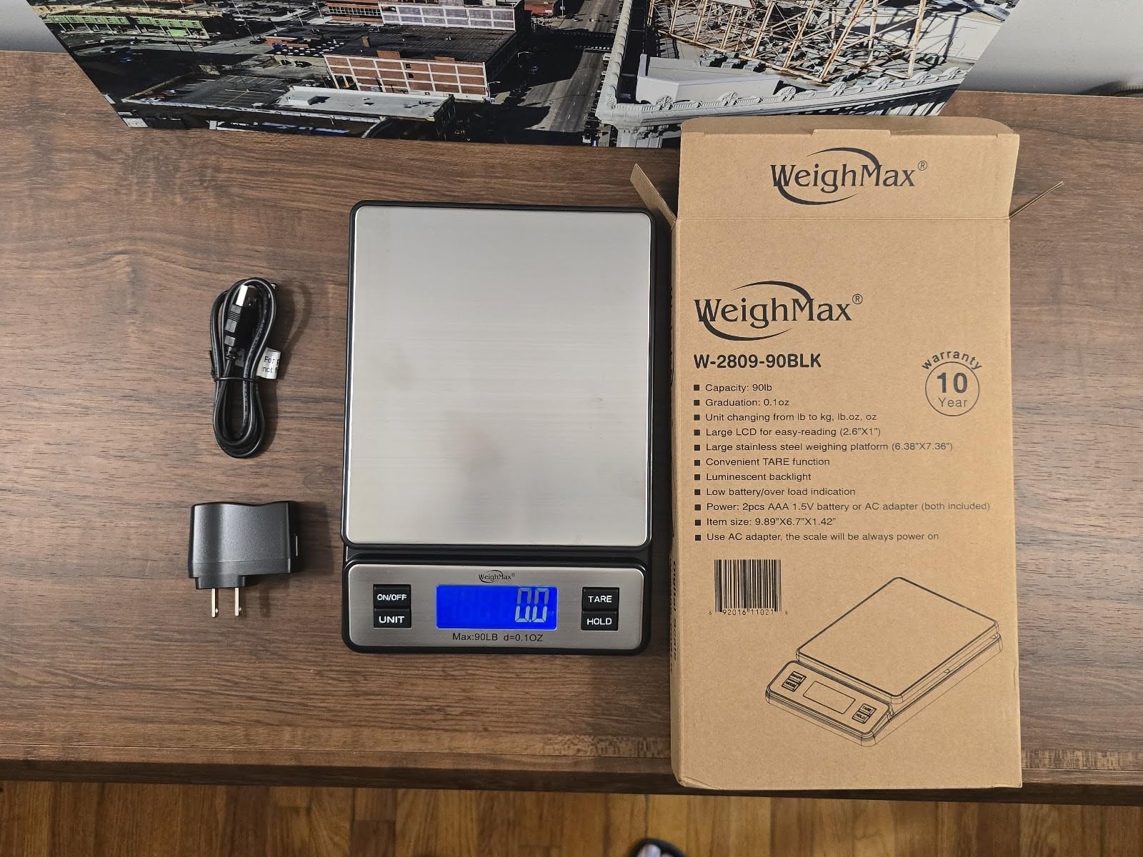 Weighmax W-2809 90 LB X 0.1 OZ Durable Stainless Steel Digital Postal Scale, Shipping Scale With AC adapter, 1 Pack customer photo 1