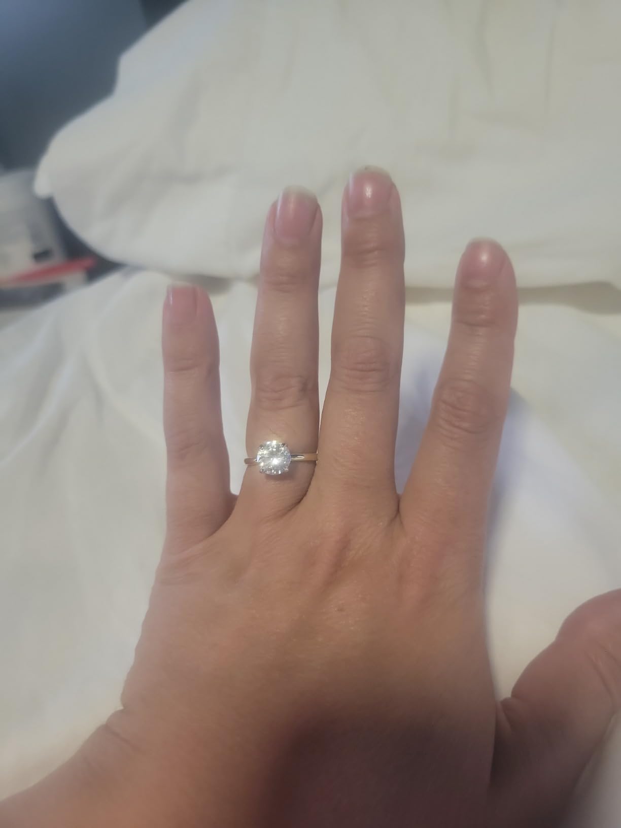 Yellow Gold-Plated Round 2.00 Carat Cubic Zirconia Solitaire Engagement Ring customer photo 2