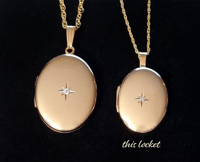 14k Gold-Filled Polished Oval Pendant Locket Necklace with Genuine 0.01 cttw Diamond, 18
