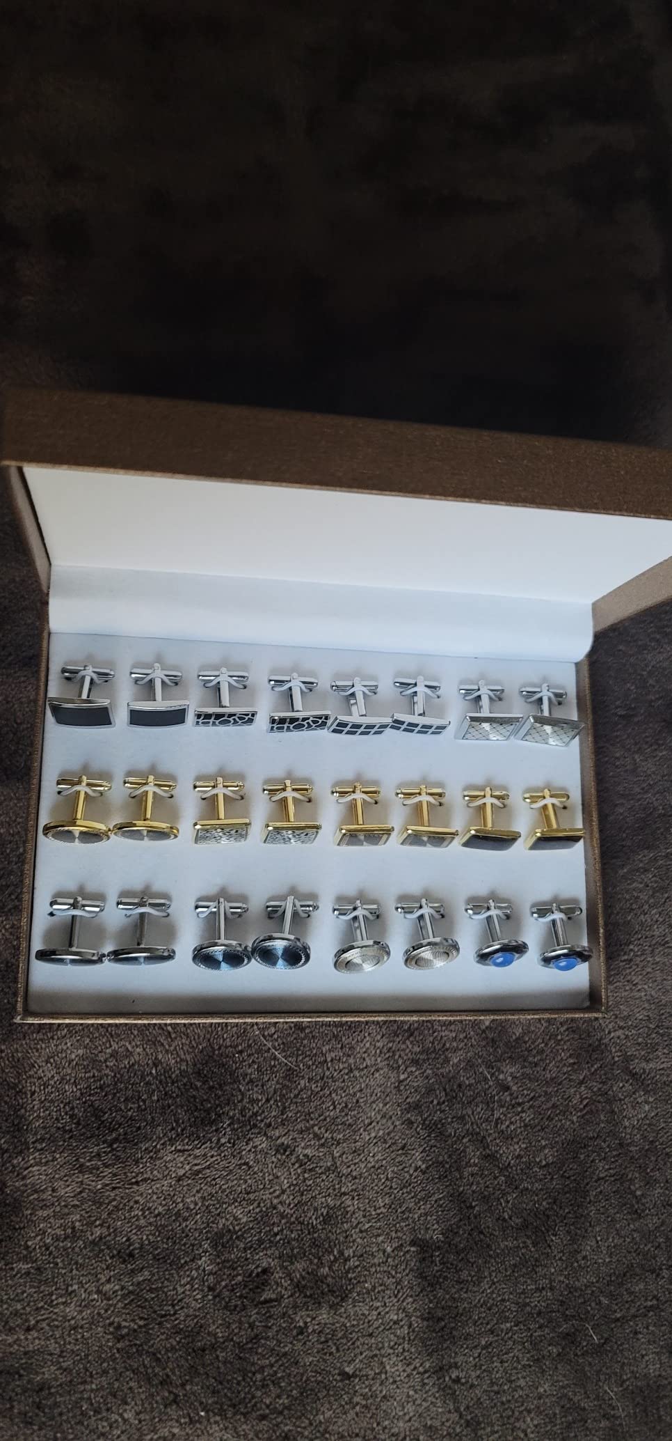 12 Pairs Cufflinks for Men Set - Father's Day Gifts for Men - Cuff Links Black Suit Tuxedo Shirt Wedding Business Groom Formal - Elegant Box Jewelry Set customer photo 2