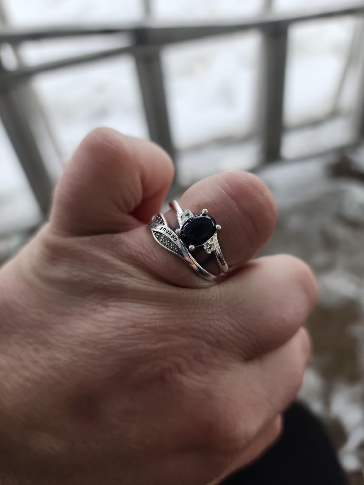 Genuine Blue Star Sapphire Ring White Sapphire Accents 925 Sterling Silver customer photo 2
