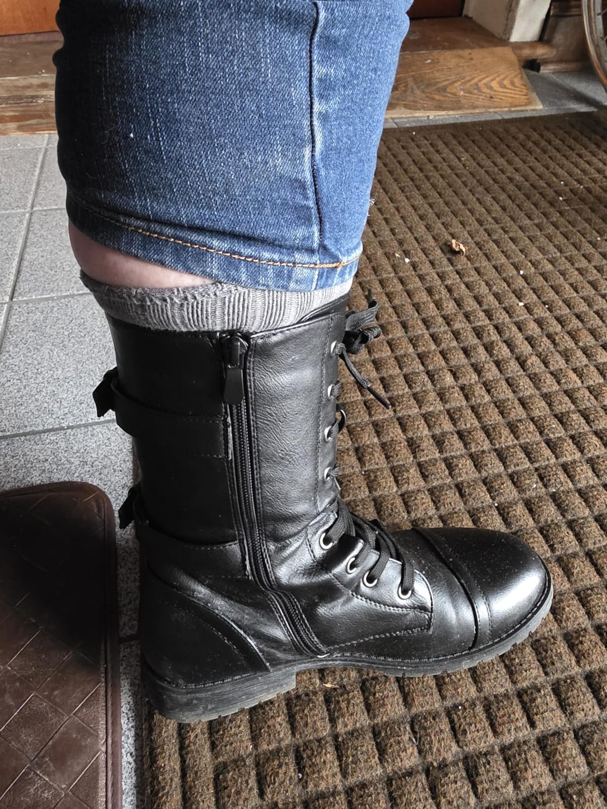 DREAM PAIRS Women's Mid Calf Built-in Wallet Pocket Lace up Military Combat Boots customer photo 2