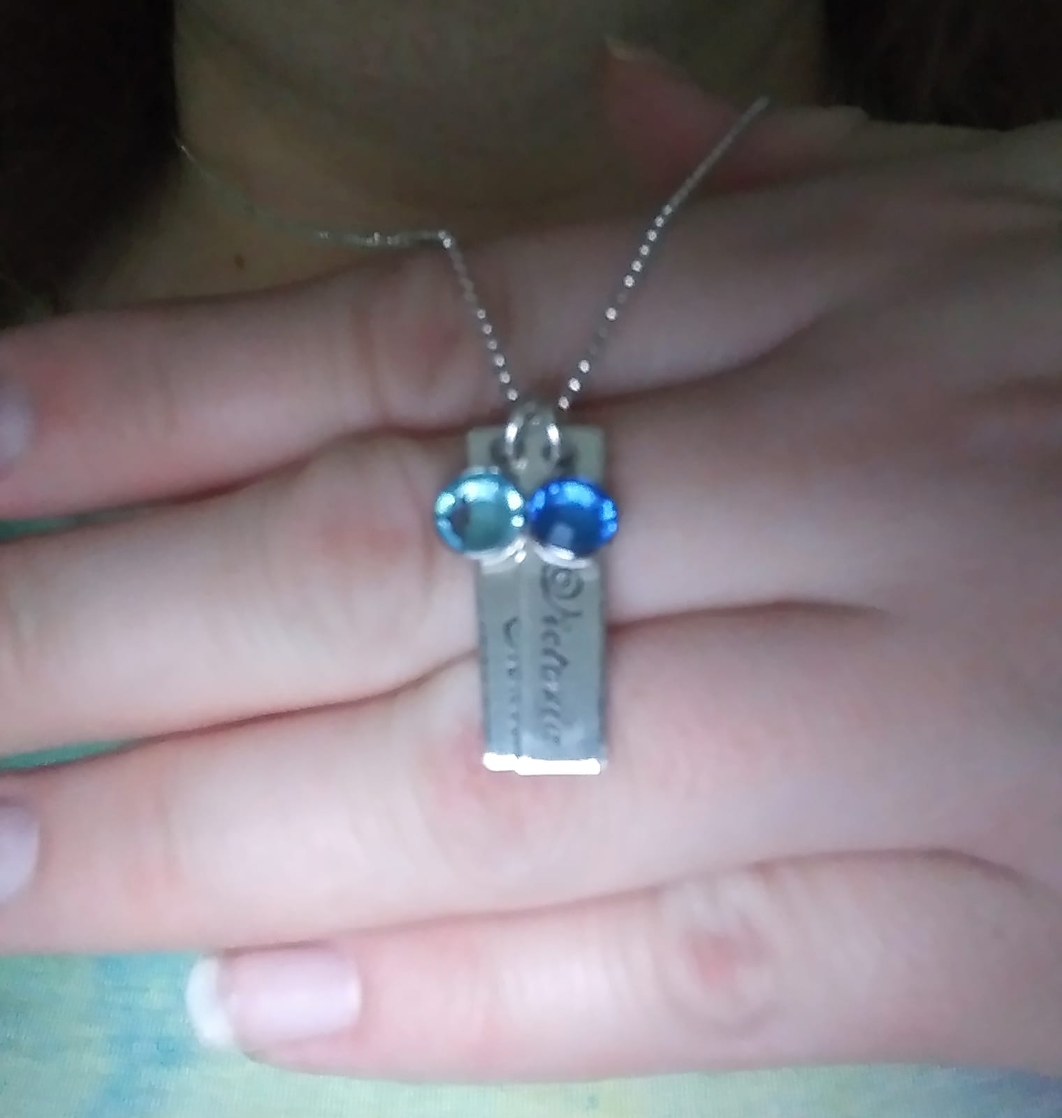Unity in Two Personalized Charm Necklace, Customize 2 Sterling Silver Rectangular Pendants with Names of Your Choice, Choose 2 Birthstones, and 925 Chain customer photo 2