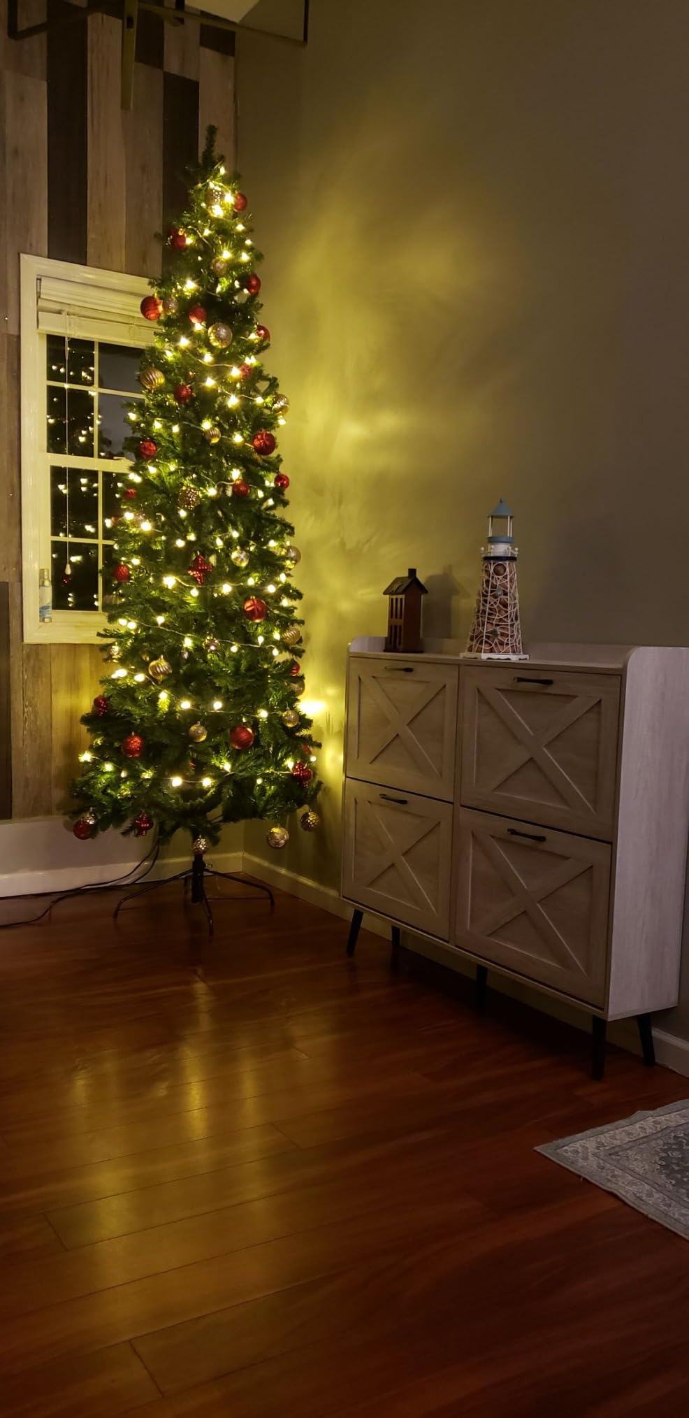 National Tree Company 9ft Unlit North Valley Spruce Slim Christmas Tree | 1,552 Tips, Includes Stand, Artificial, Green customer photo 1