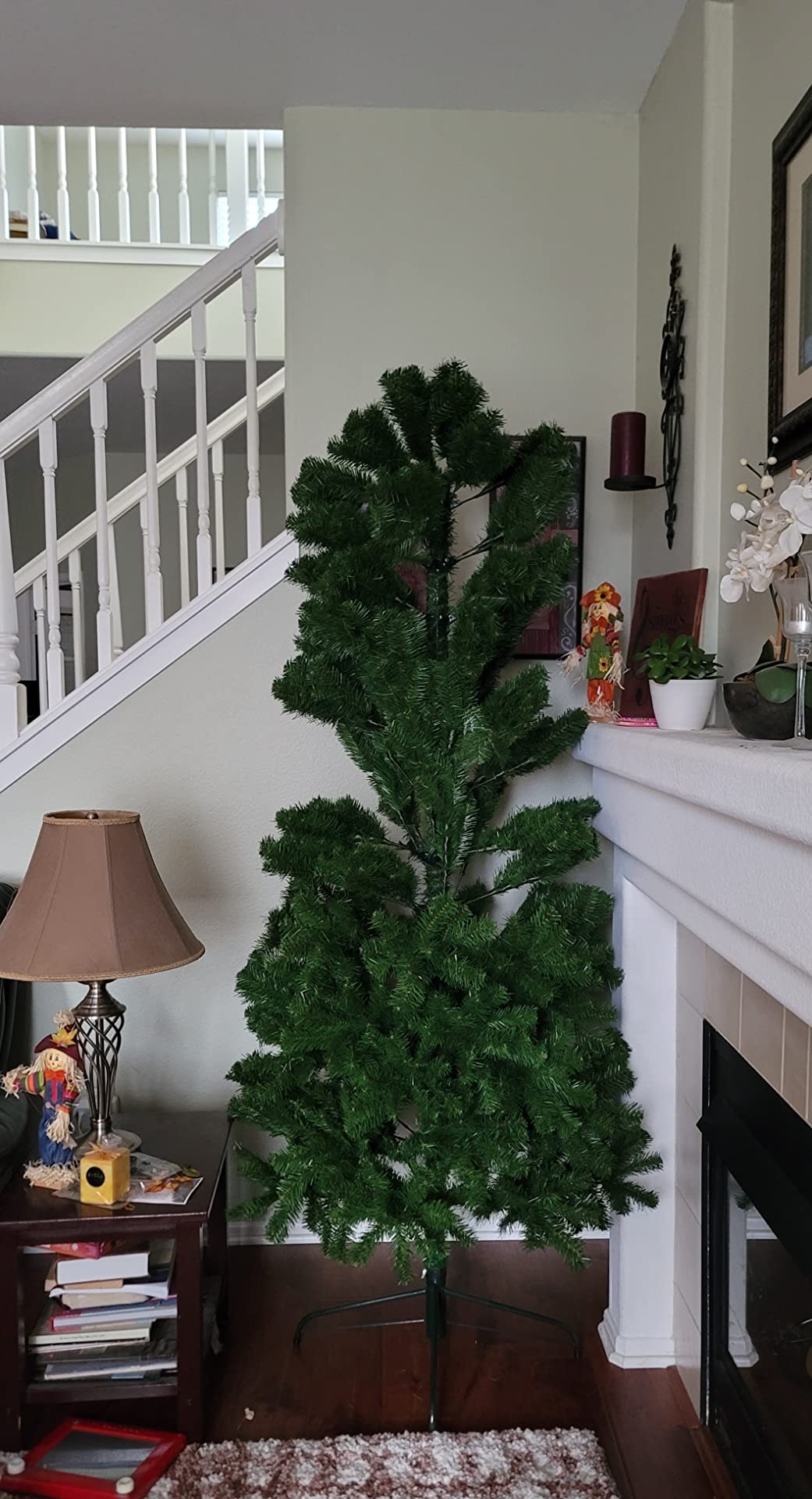 National Tree Company 9ft Unlit North Valley Spruce Slim Christmas Tree | 1,552 Tips, Includes Stand, Artificial, Green customer photo 2