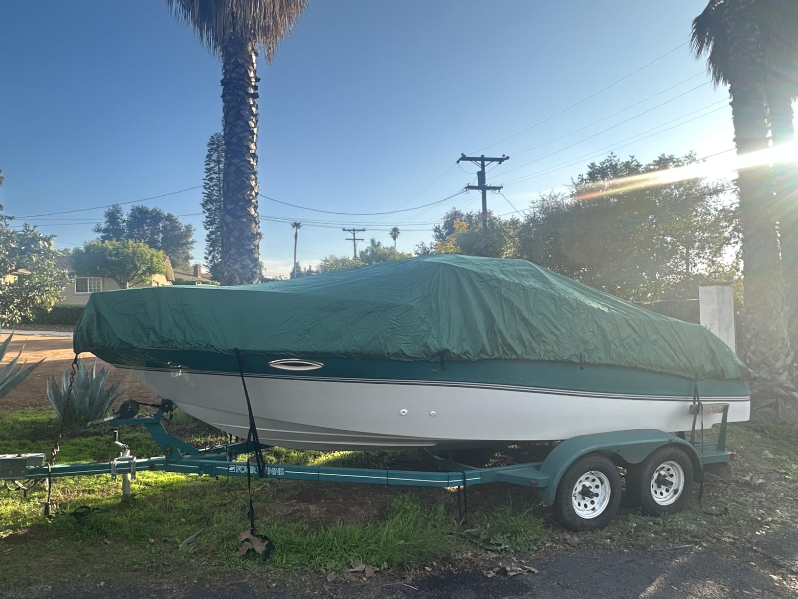MSC Heavy Duty Waterproof Boat Cover, Trailerable Oxford Polyester Cover for V-Hull, Tri-Hull, Runabout, Fishing and Bass Boats (Model H - Length:23'-24' Beam Width: up to 102