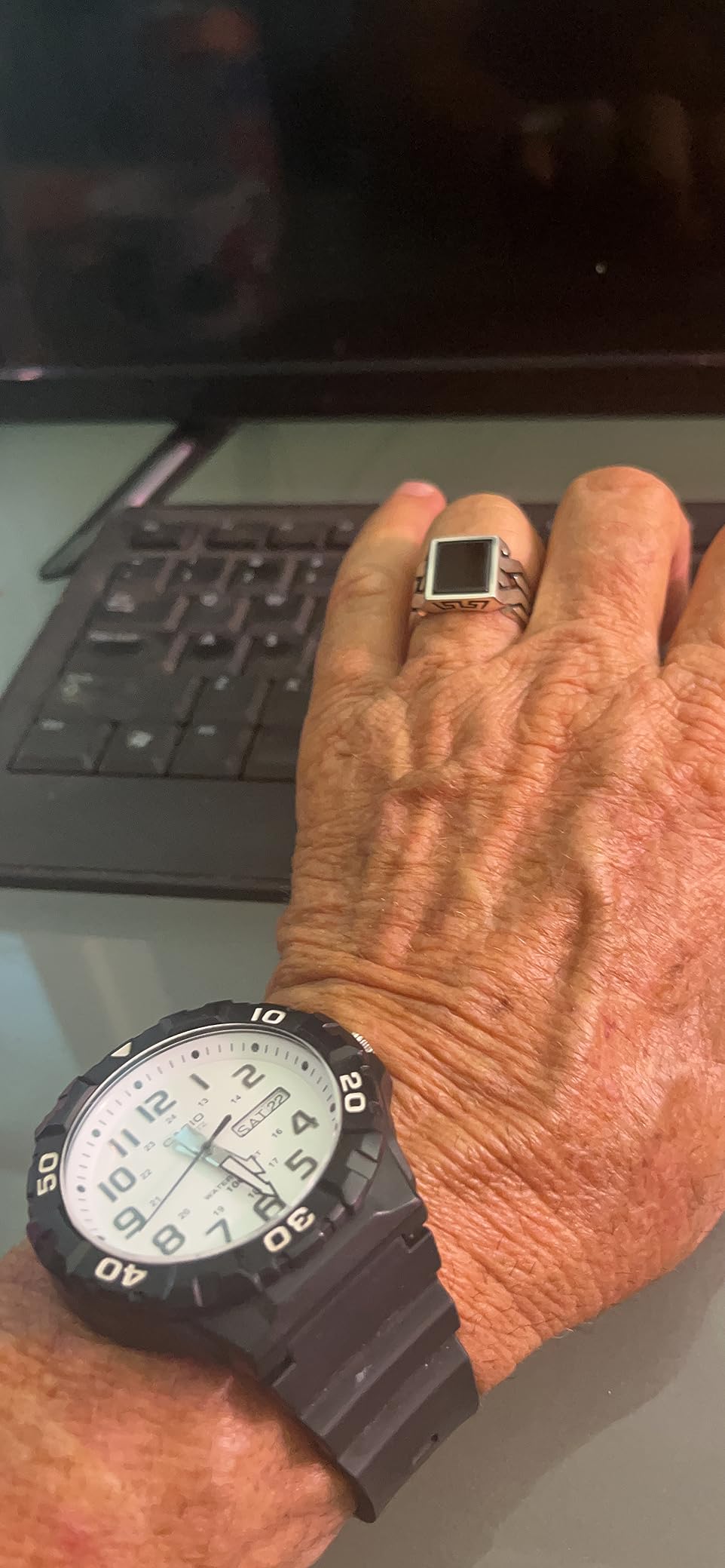 Sterling Silver Rings for Men - Cuban Link Mens Sterling Silver Ring with Black Onyx Stone, Anillos Para Hombre customer photo 2