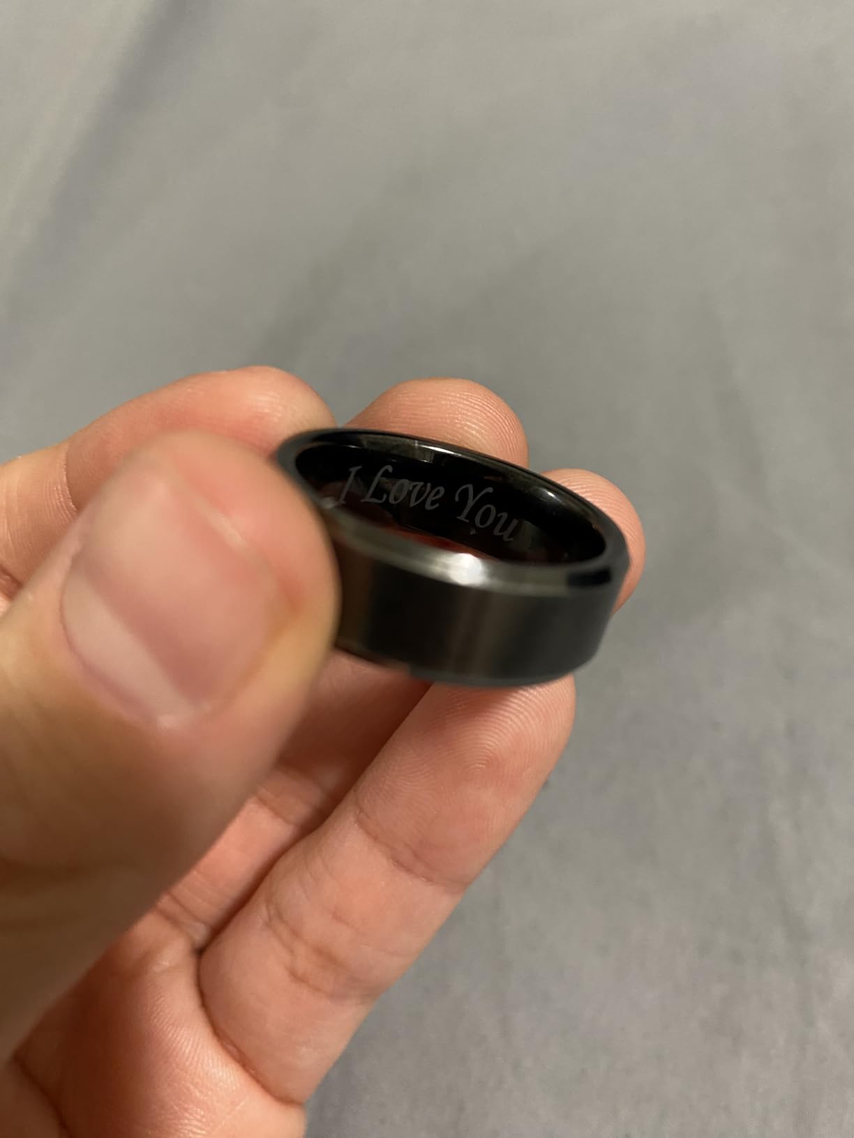 4mm 6mm 8mm Black/Silver/Gunmetal/Gold Tungsten Wedding Couple Bands Rings Men Women Matte Brushed Finish Center Engraved I Love You Size 4 To 17 customer photo 1