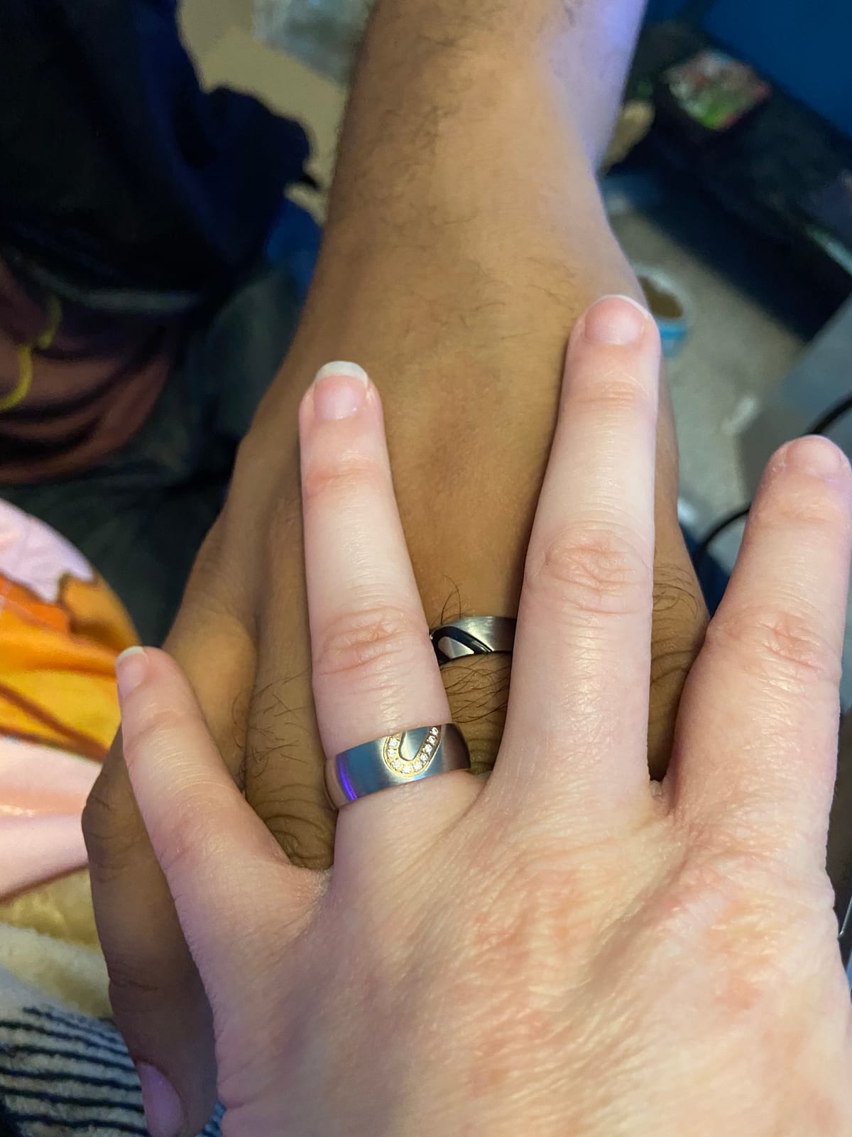 Matching Promise Rings for Couples Love You Forever Wedding Bands Sets for Him and Her Half Heart Rings Stainless Steel 6mm with Box Comfort Fit customer photo 1