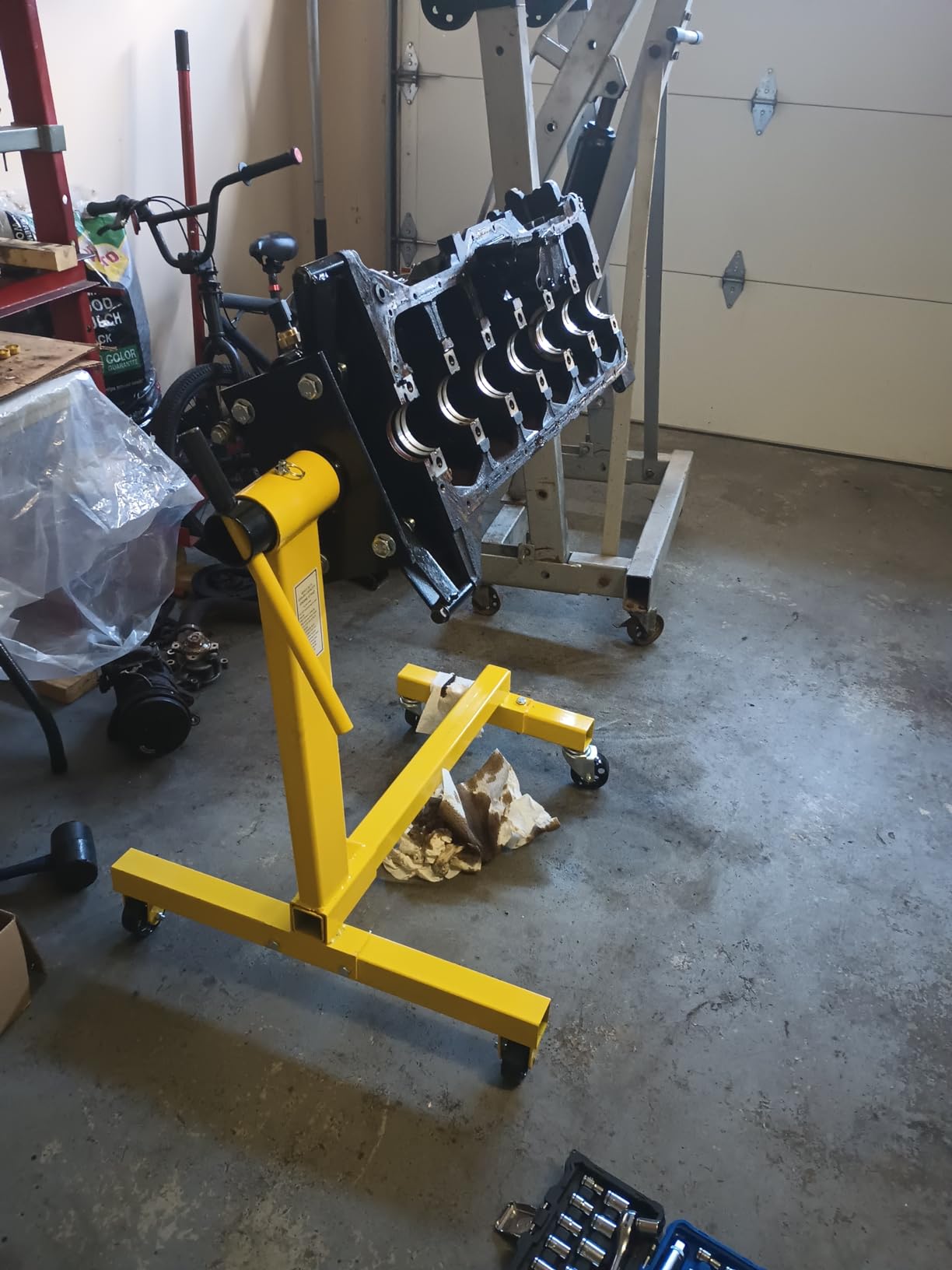 JEGS 80040 Engine Stand 750lb. Capacity 360-degree Adjustable Mounting Head | 360-degree Adjustable Mounting Head, Heavy-Gauge Square Steel Frame, Easy Assemble/Disassemble, (2) Fixed Mount Wheels customer photo 1