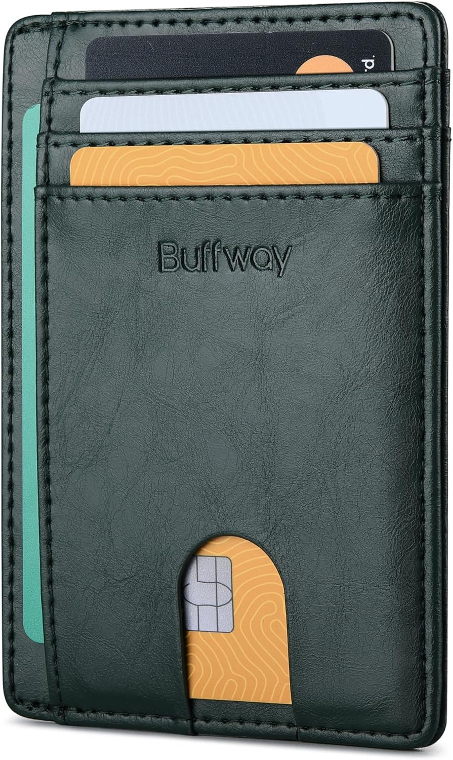 Slim Minimalist Front Pocket RFID Blocking Leather Wallets for Men and Women - Cross Black customer photo 2