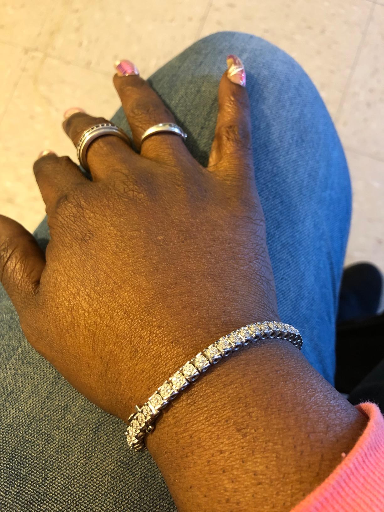 Ross-Simons 1.00 ct. t.w. Diamond Cluster Tennis Bracelet in Sterling Silver customer photo 2