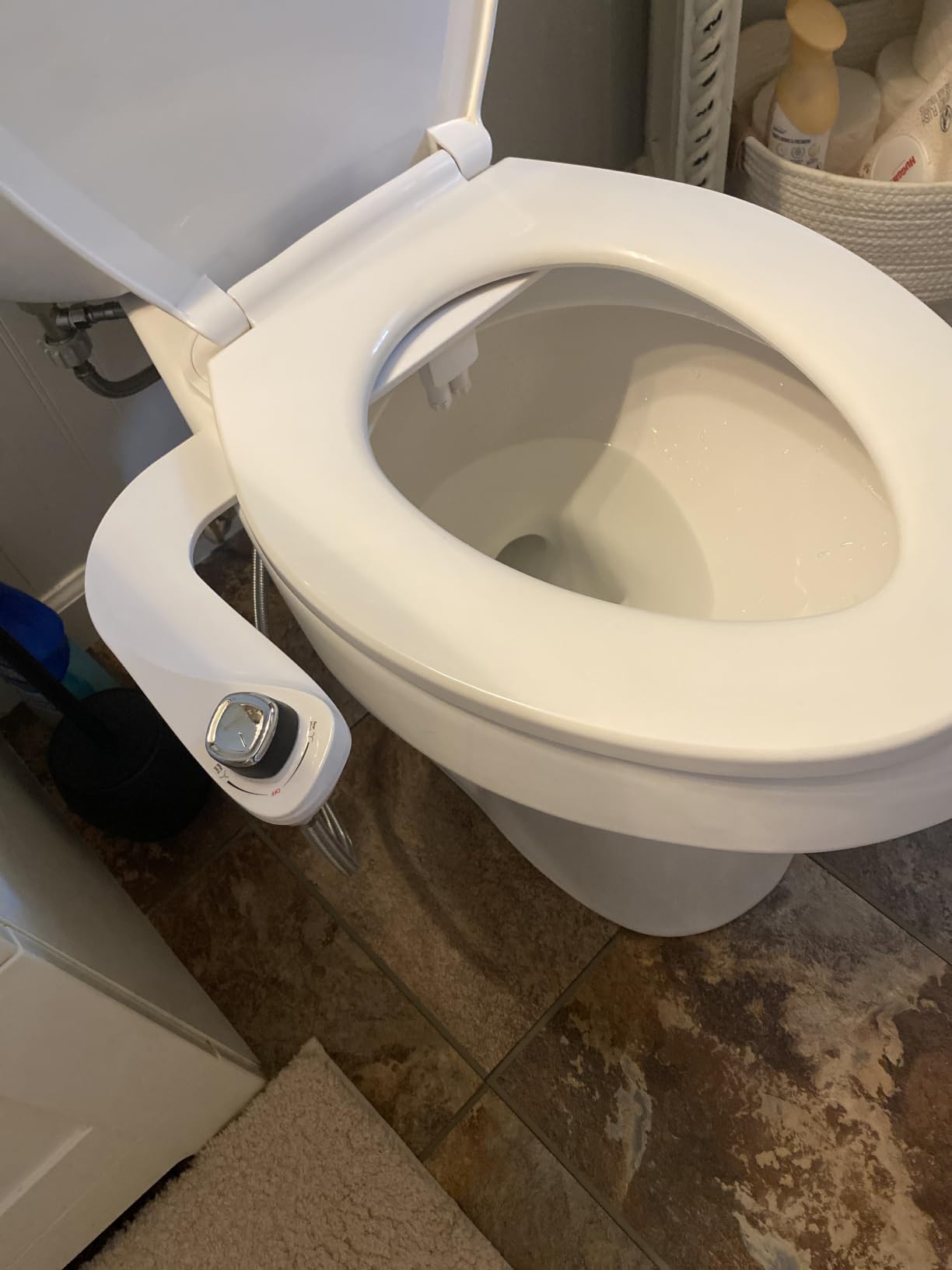 Bio Bidet SlimEdge Bidet Attachment for Toilet, Non Electric, Dual Nozzles for Front and Rear Cold Water Wash, Adjustable Water Pressure, White customer photo 2
