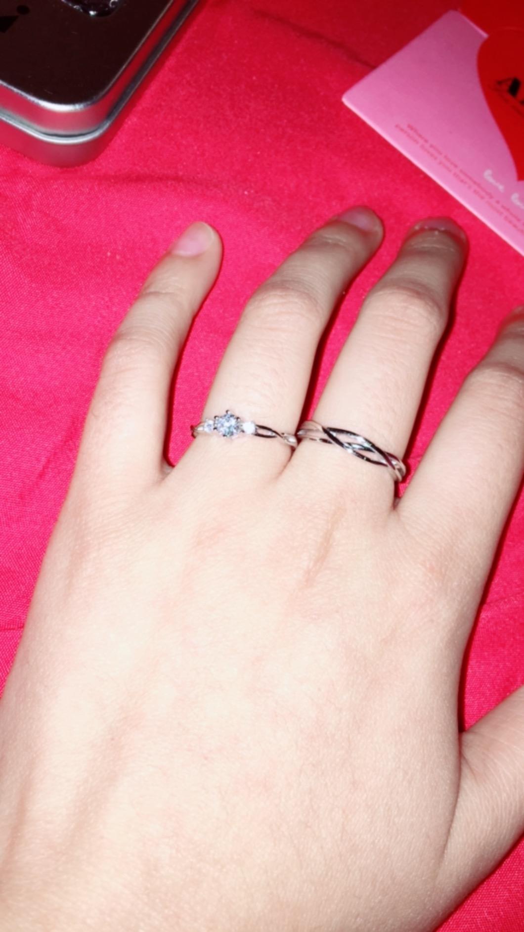I Love You His & Hers Matching Wedding Rings Adjustable CZ S925 Sterling Silver Rings for Couple customer photo 1