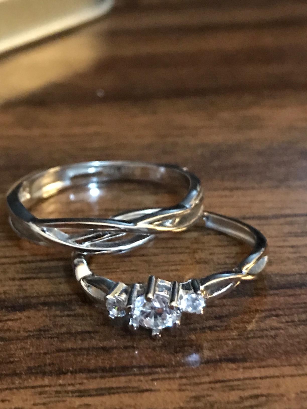 I Love You His & Hers Matching Wedding Rings Adjustable CZ S925 Sterling Silver Rings for Couple customer photo 2