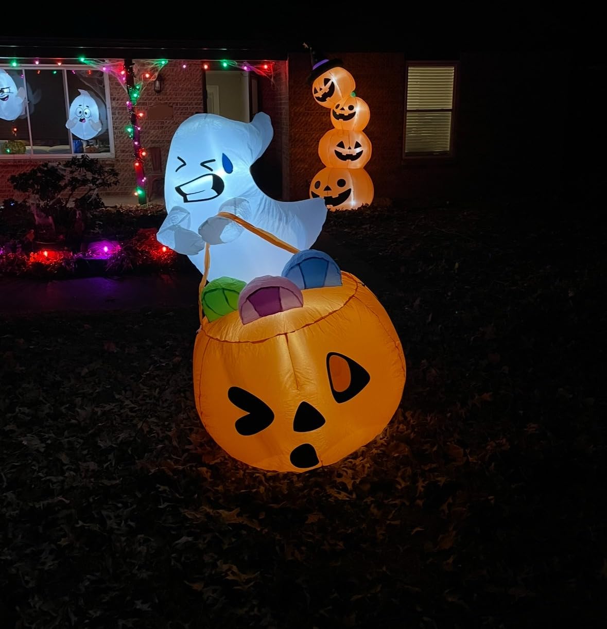 Joiedomi 5 FT Halloween Inflatable Ghost Outdoor Decorations, Blow Up Yard Decorations in Pumpkin, Blow Up Ghost Inflatable with LEDs for Cute Halloween Decor customer photo 1