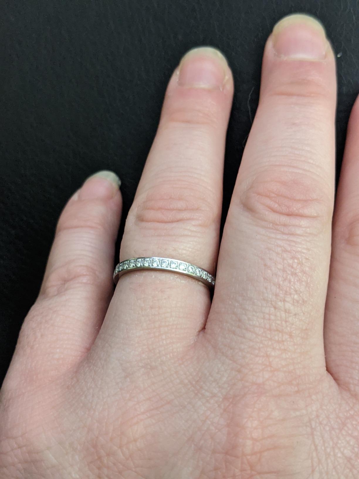 2mm Women Titanium Eternity Ring Cubic Zirconia Anniversary Wedding Engagement Band Size 3-13.5 customer photo 2
