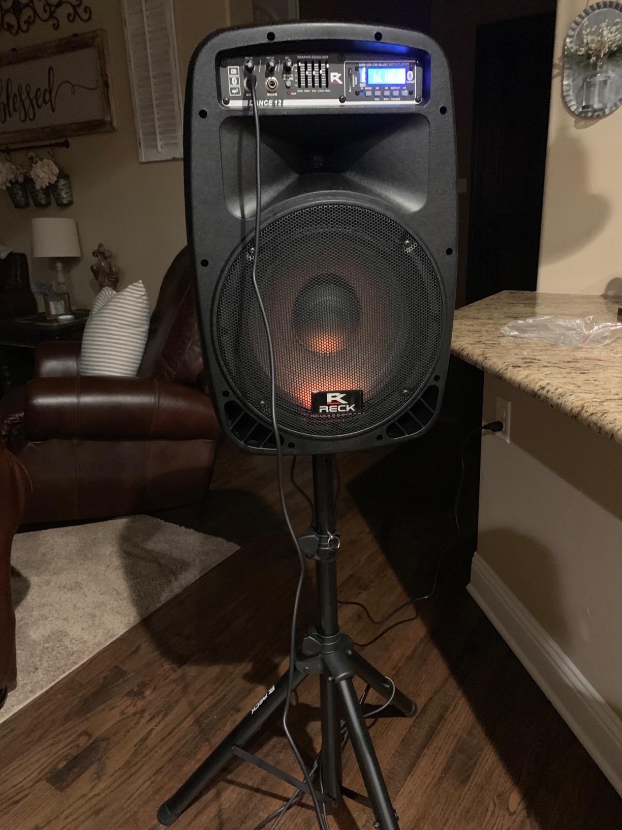 PRORECK Dance 12 Portable 12-Inch 1000 Watts 2-Way Powered PA Speaker System Combo Set with Bluetooth/USB/SD Card Reader/FM Radio/Remote Control/Speaker Stand for Party DJ Wedding Meeting customer photo 1