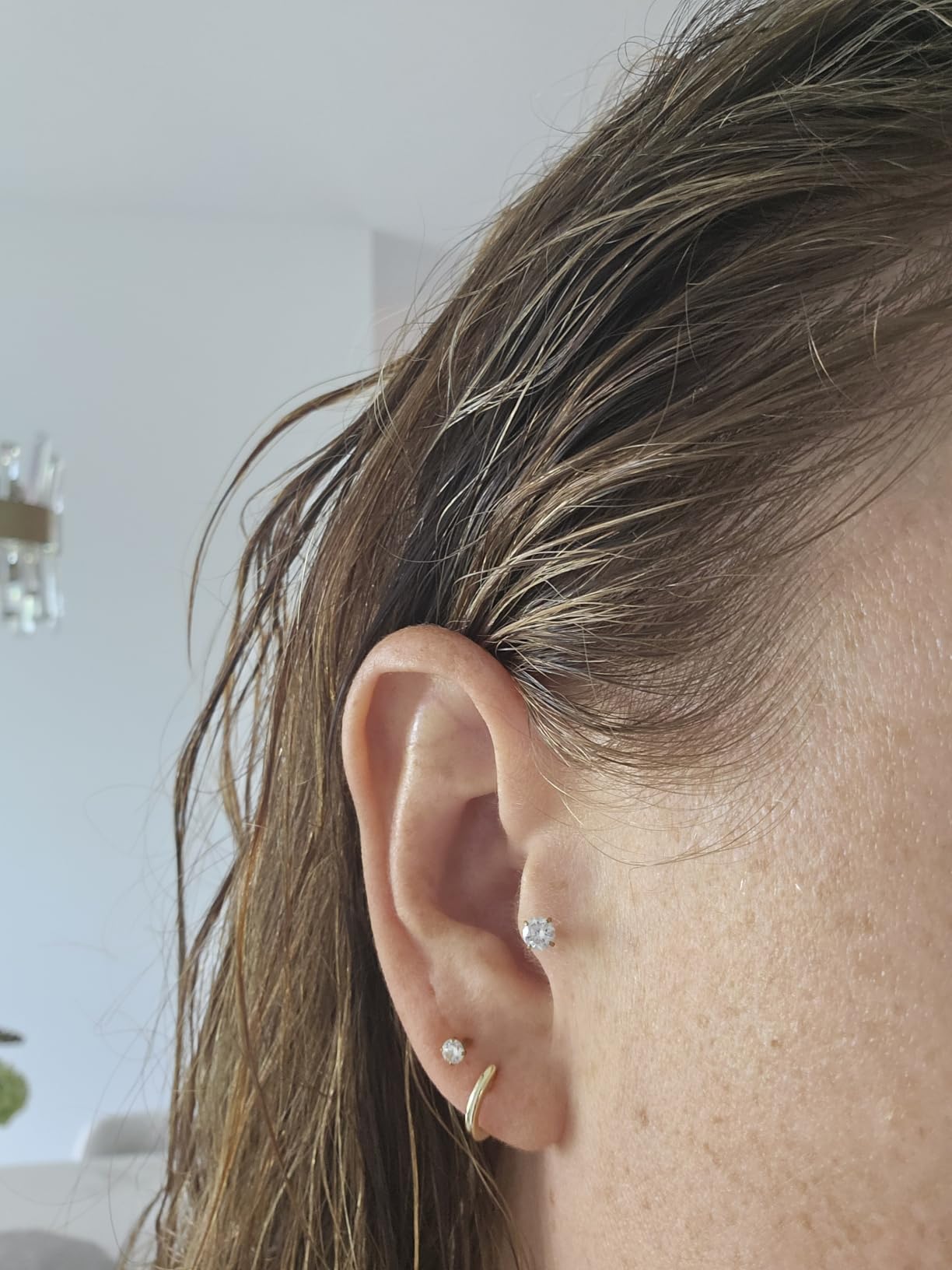 PAVOI Small Gold Hoop Earrings for Women - 14K Gold Plated Huggie Earring | Hypoallergenic Earring Set - Dainty Huggie Hoops with 925 Sterling Silver Posts - Cartilage Hoop Earrings customer photo 1