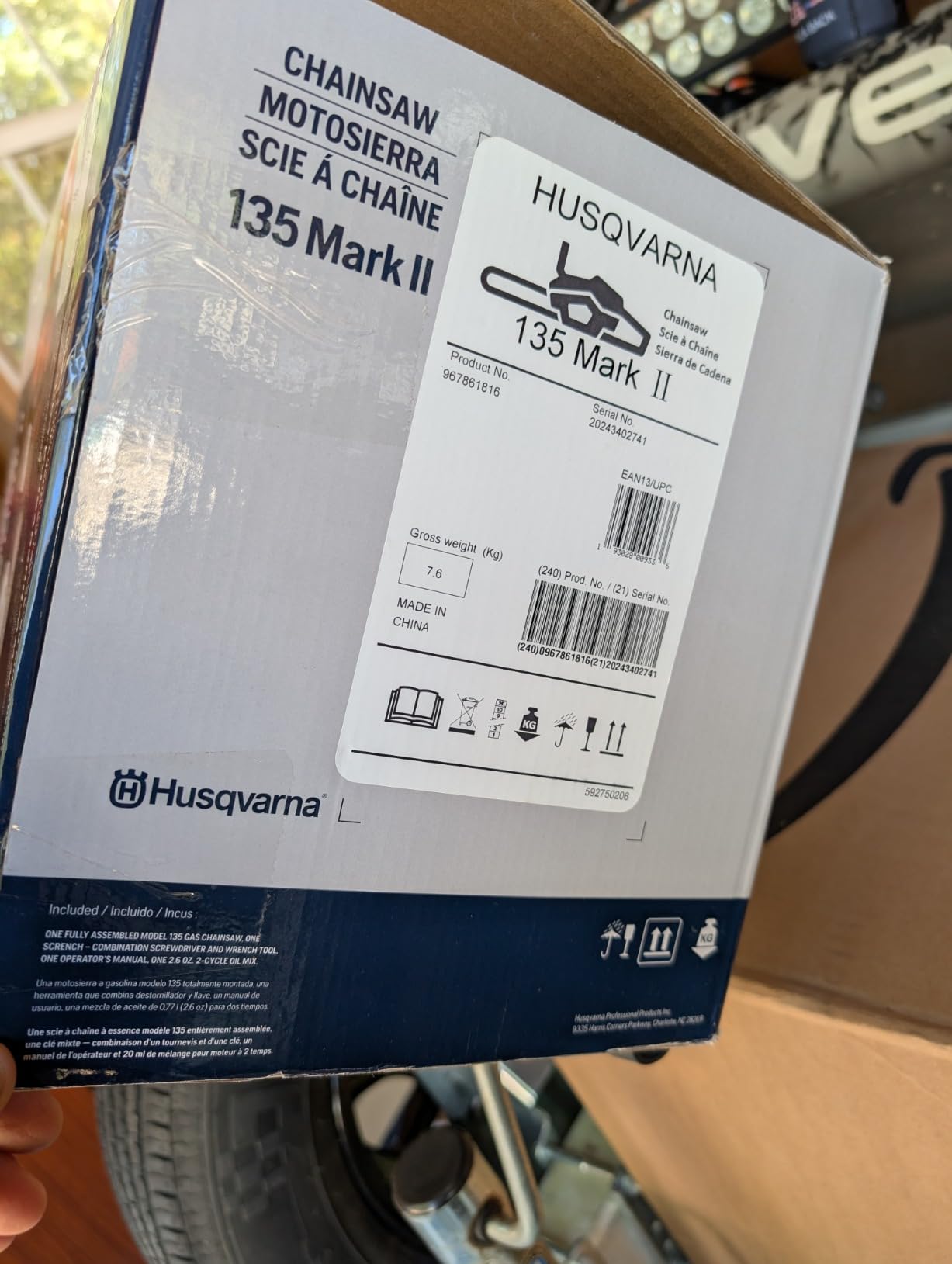Husqvarna 135 Mark II Gas Powered Chainsaw, 38-cc 2.1-HP, 2-Cycle X-Torq Engine, 16 Inch Chainsaw with Automatic Oiler, For Wood Cutting and Tree Pruning, Gifts For Men customer photo 2