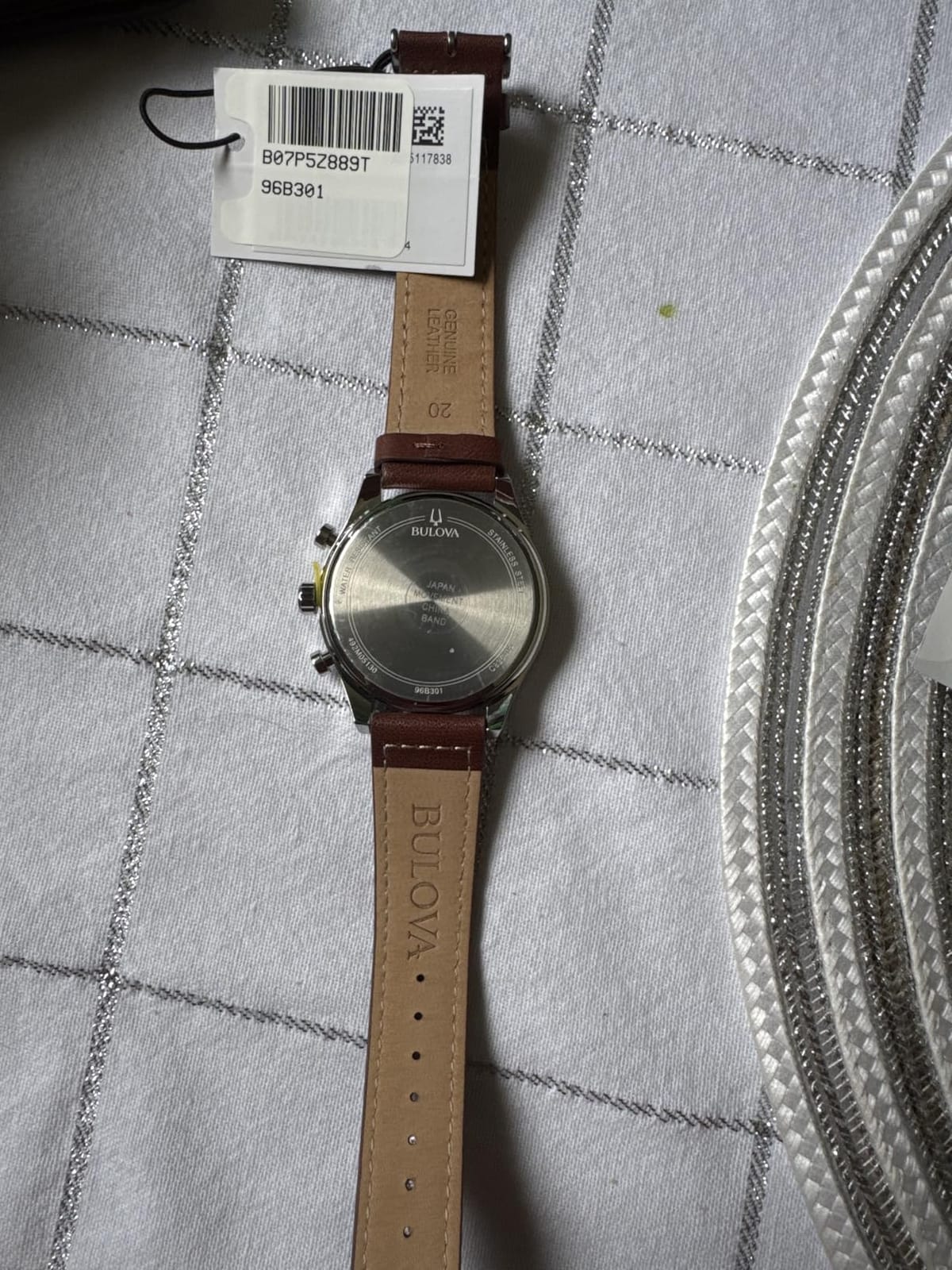 Bulova Men's Classic Stainless Steel 6-Hand Chronograph Quartz Leather Strap Watch with Grey Dial, Gold Accents, Arabic Markers, 41mm customer photo 1