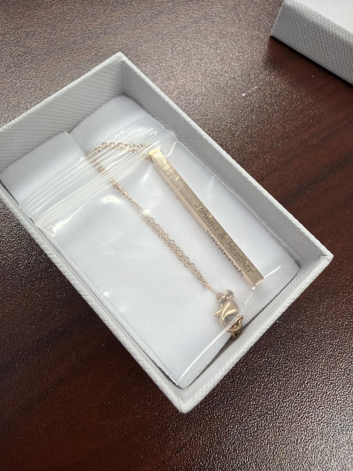 Custom Engraved Necklace for Women, Four-Sided Personalized Bar Necklace customer photo 1