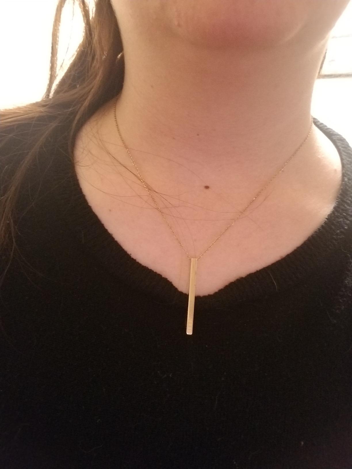 Custom Engraved Necklace for Women, Four-Sided Personalized Bar Necklace customer photo 2