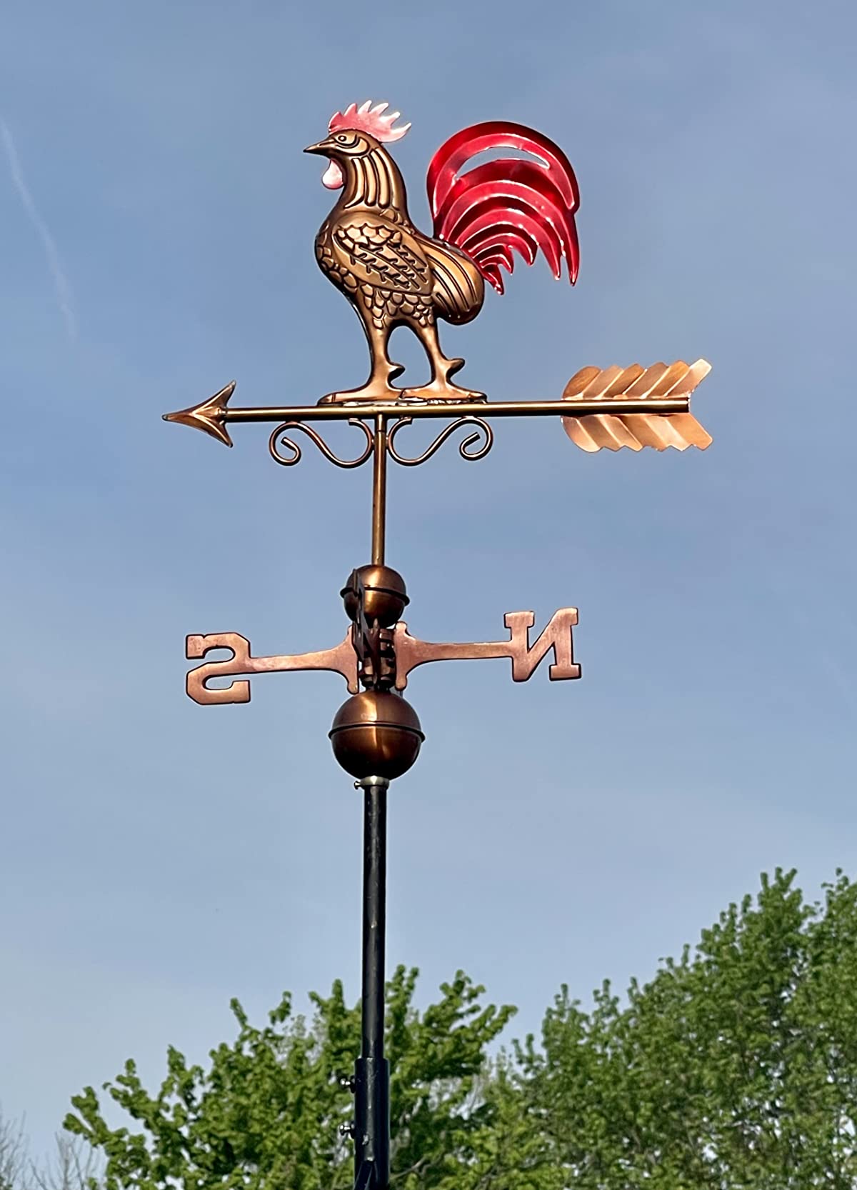 Good Directions Bantam Red Rooster Copper Weathervane, Hand Finished Multi Color Patina customer photo 1