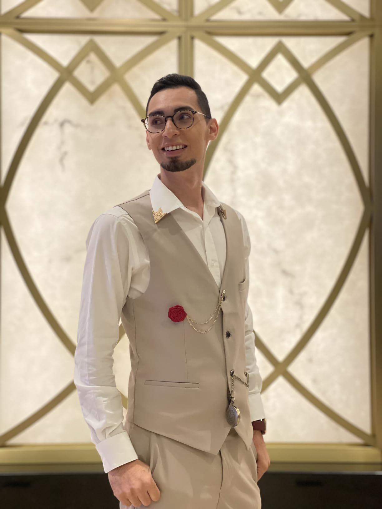MY'S Men's 3 Piece Suit Set with Tie, One Button Slim Fit Solid Jacket Vest Pants, Prom Party Wedding Business Suits for Men customer photo 1