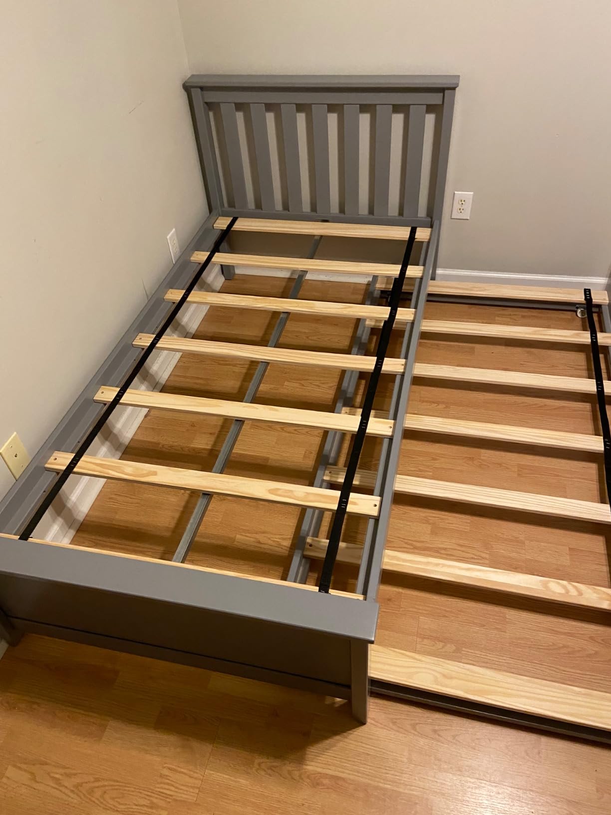 Max & Lily Twin Bed, Wood Bed Frame with Headboard For Kids with Trundle, Slatted, Blue customer photo 1