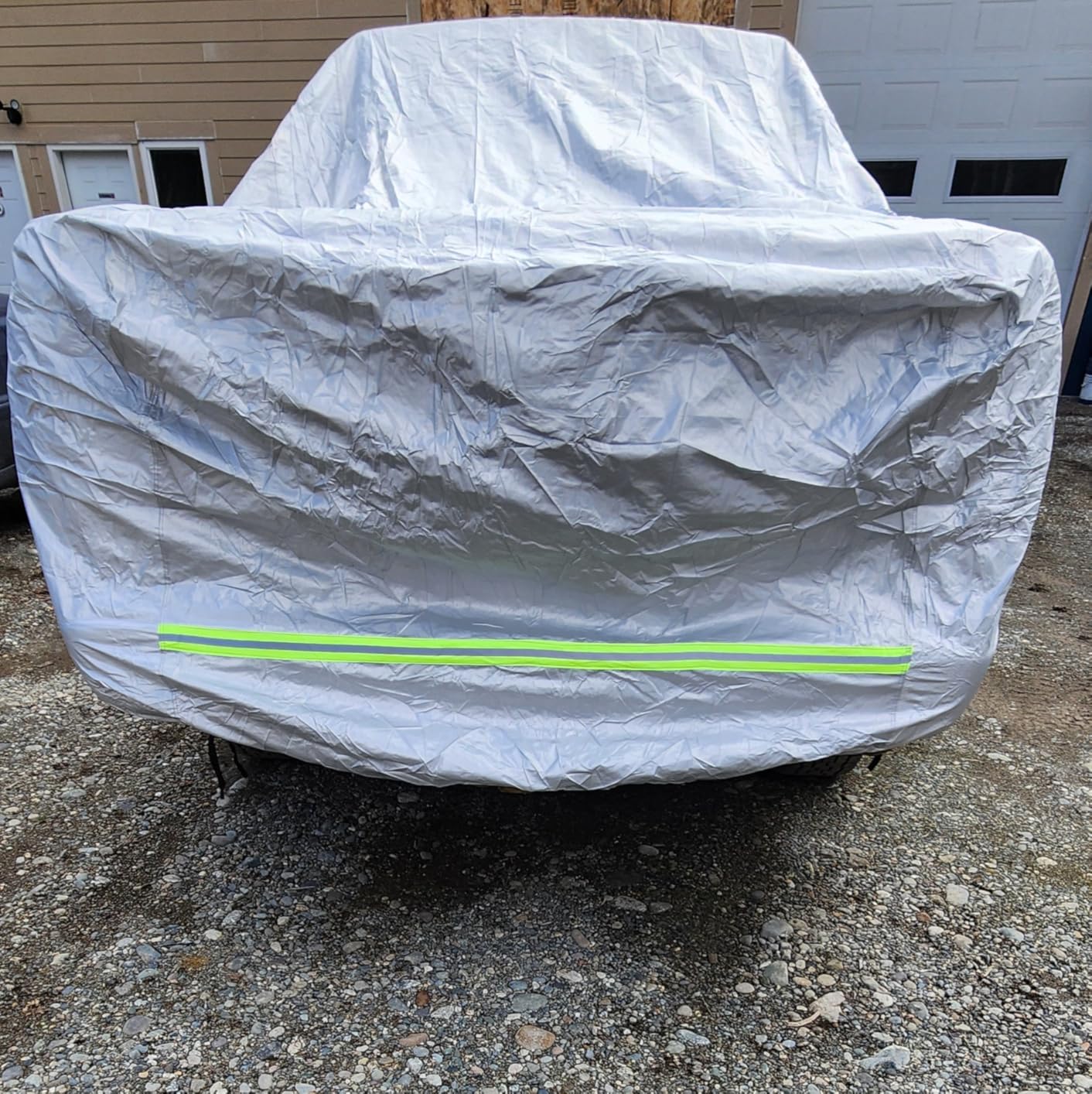 Favoto Car Cover Waterproof All Weather Windproof for Sedans 184-193 Inches | UV Protection, Soft Cotton Lining, Driver Door Zipper, Reflective Strips and Storage Bag Included with Vehicle Fitment Silver customer photo 2