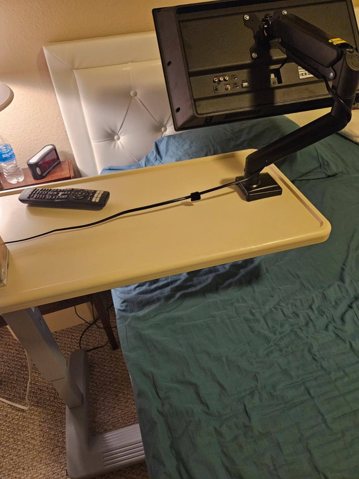 Vaunn Medical Adjustable Overbed Exam Bedside Table with Wheels (Hospital and Home Use), New Tabletop, Light Gray customer photo 1